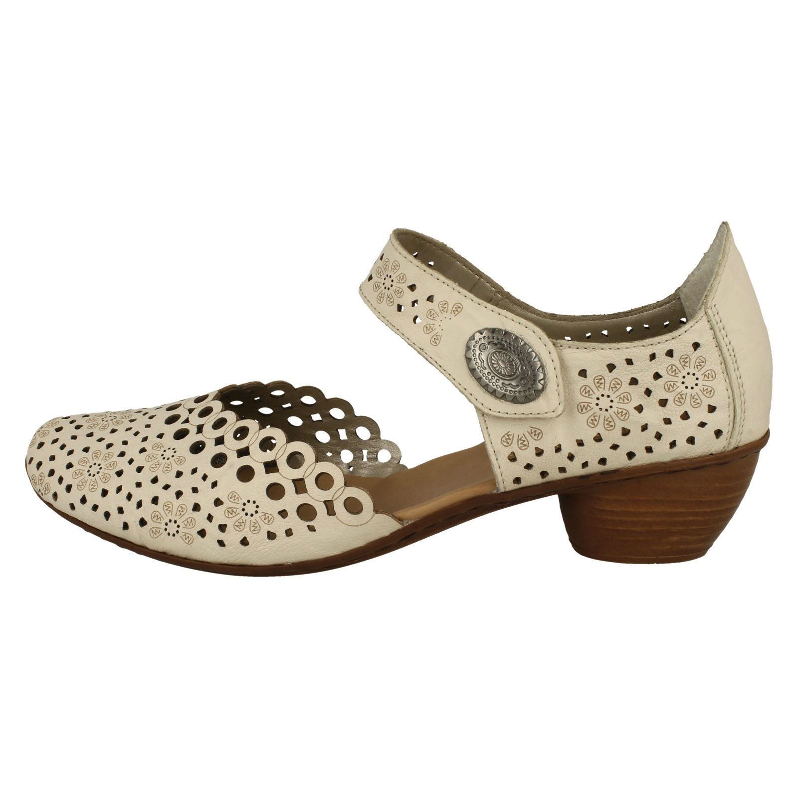 Ladies Rieker Stylish Punched Detailed Summer Shoes 43753 - Picture 3 of 64