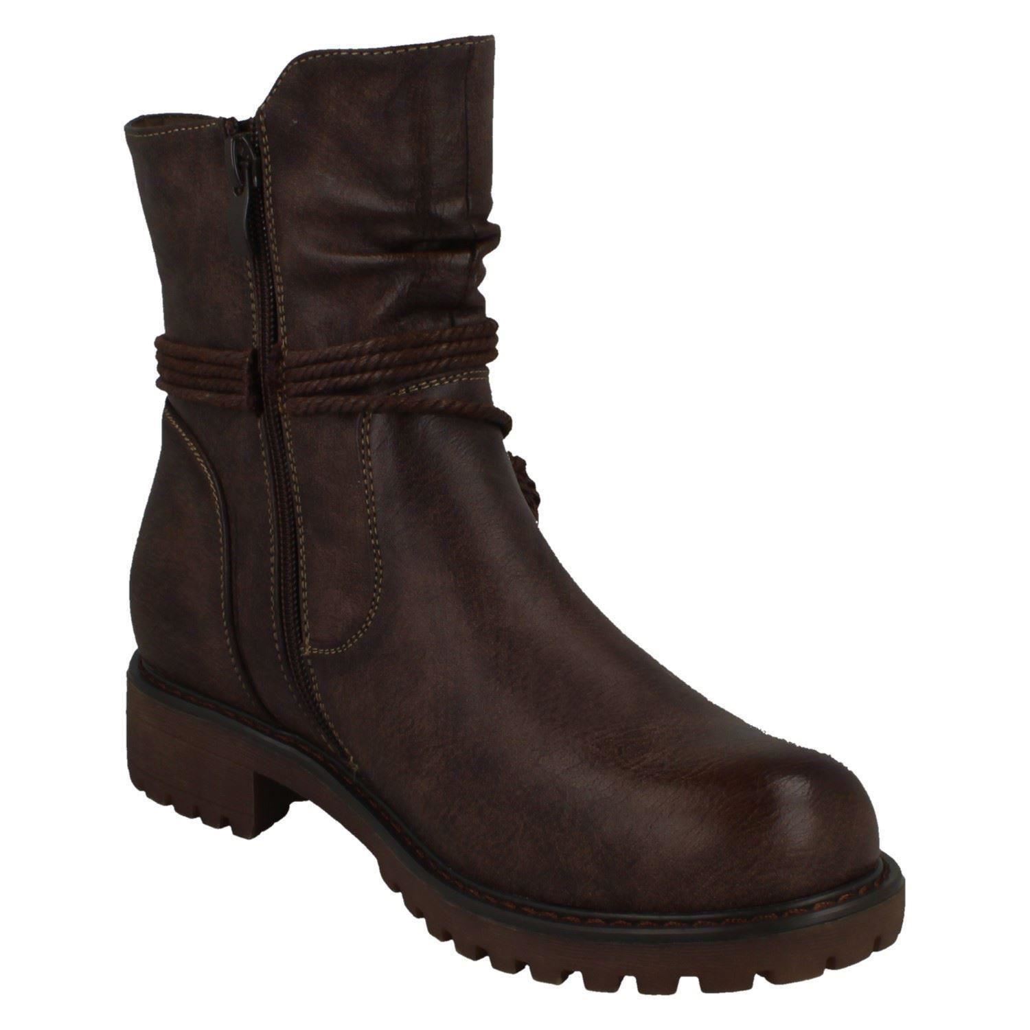 Ladies Spot On Rope Strap Ankle Boots eBay