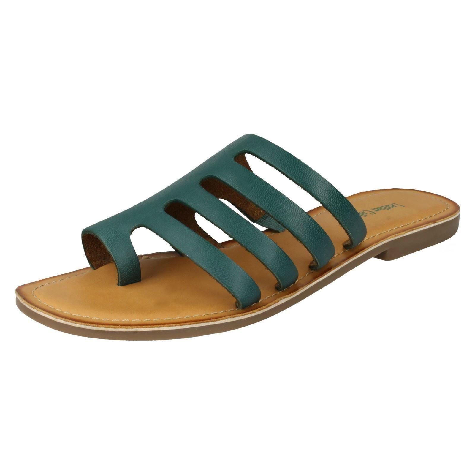 Damen Leder Kollektion Slipper Flache Riemchen Sandalen - Bild 20 von 46