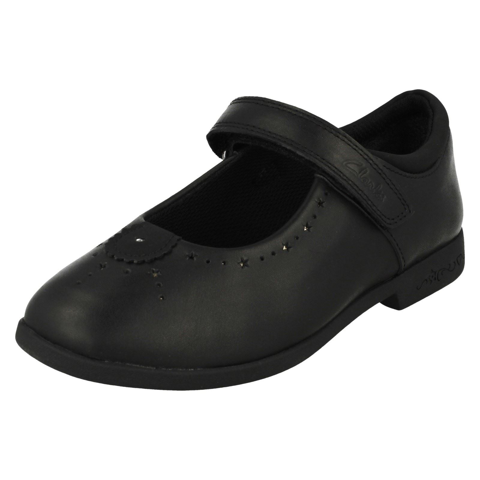 Girls Clarks Leather Patent School Shoes Strap Stars Mary Jane Magic Step Bar - Picture 2 of 19