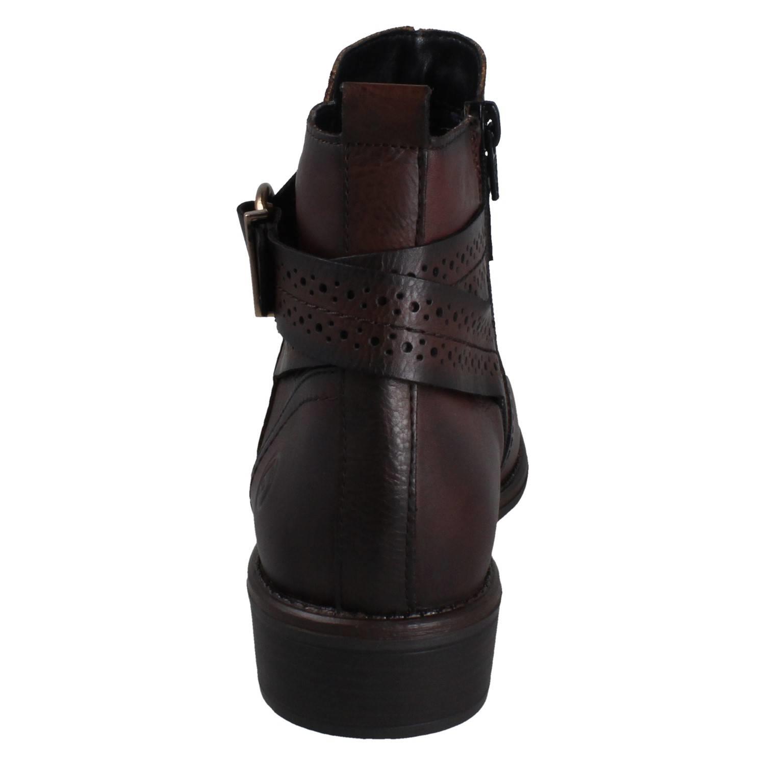 Ladies Remonte Zip Up Leather Buckle Detail Fleece Lined Ankle Boots D0F81 - Picture 14 of 19
