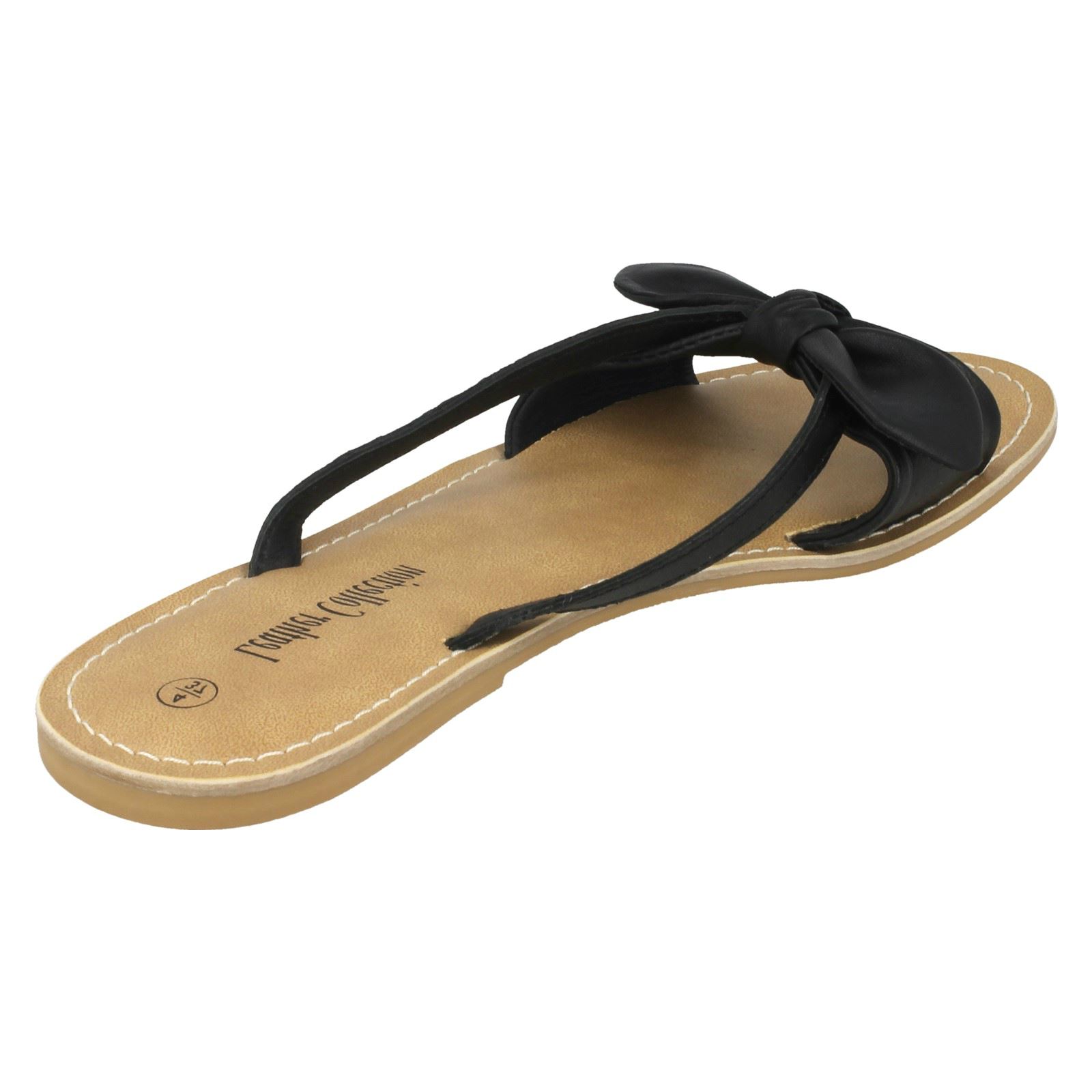 Ladies Leather Collection Flat Twist Bow Mule 'Sandals' eBay