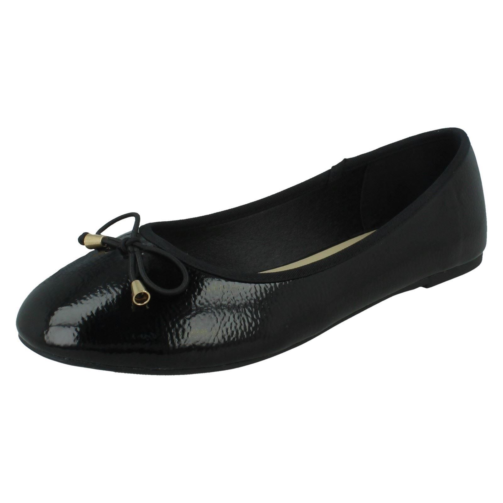 Ladies Spot On Bow Trim Ballerina Shoes - Picture 2 of 37