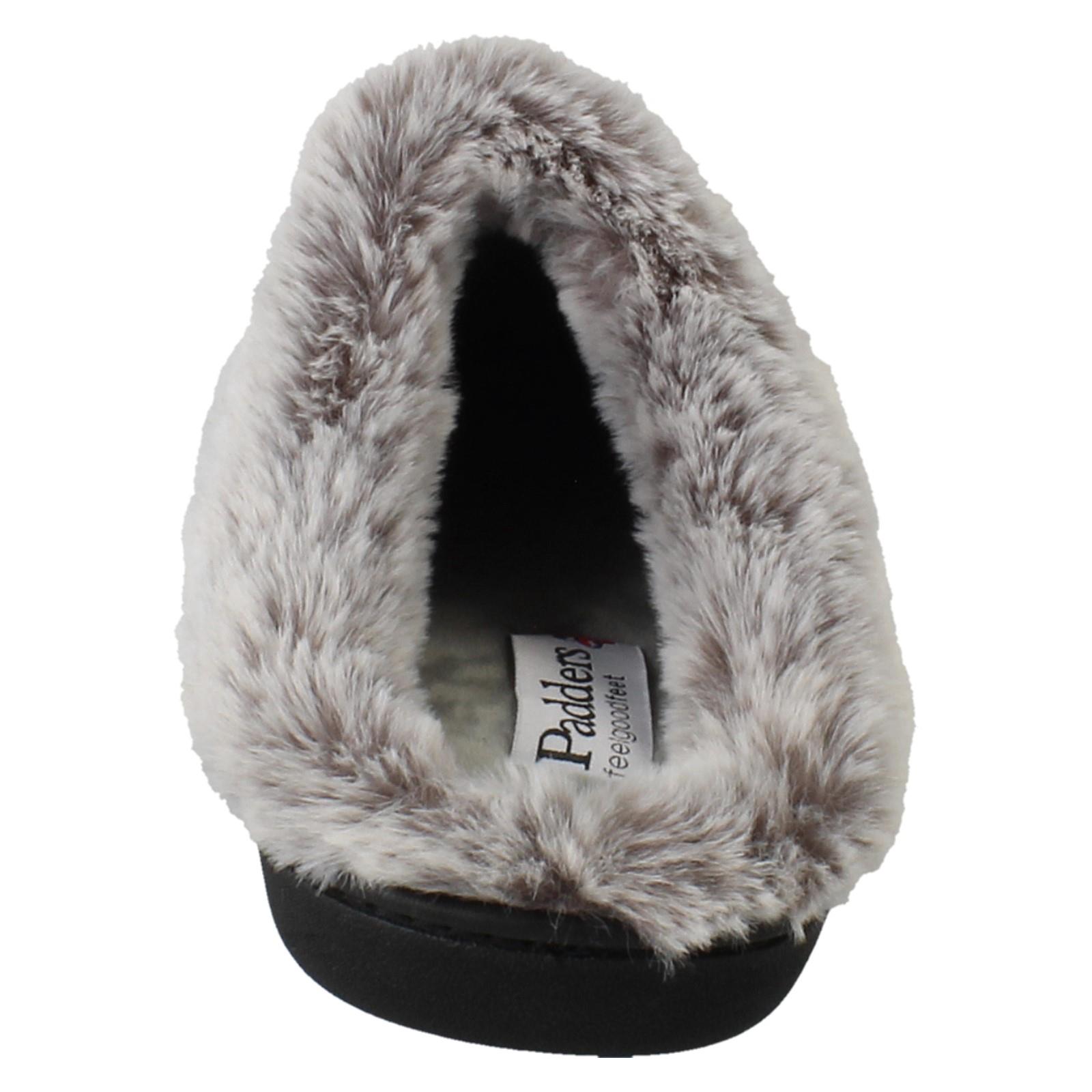 Laddies Padders Fur Lined Machine Washable Wide Fit Mule Slippers Florrie - Picture 5 of 19