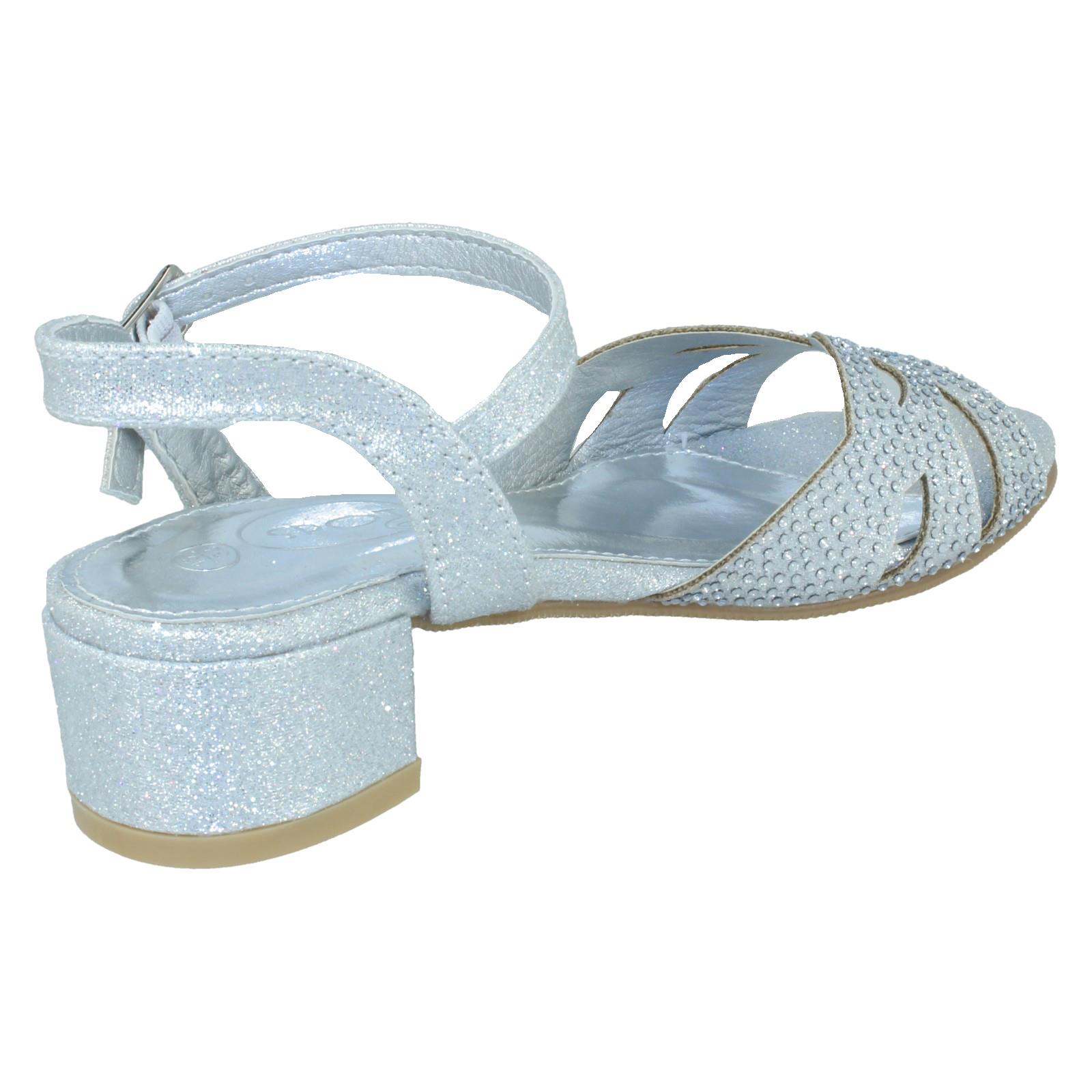 Girls Spot On Mid Heel Glitter Sandals - Picture 15 of 19