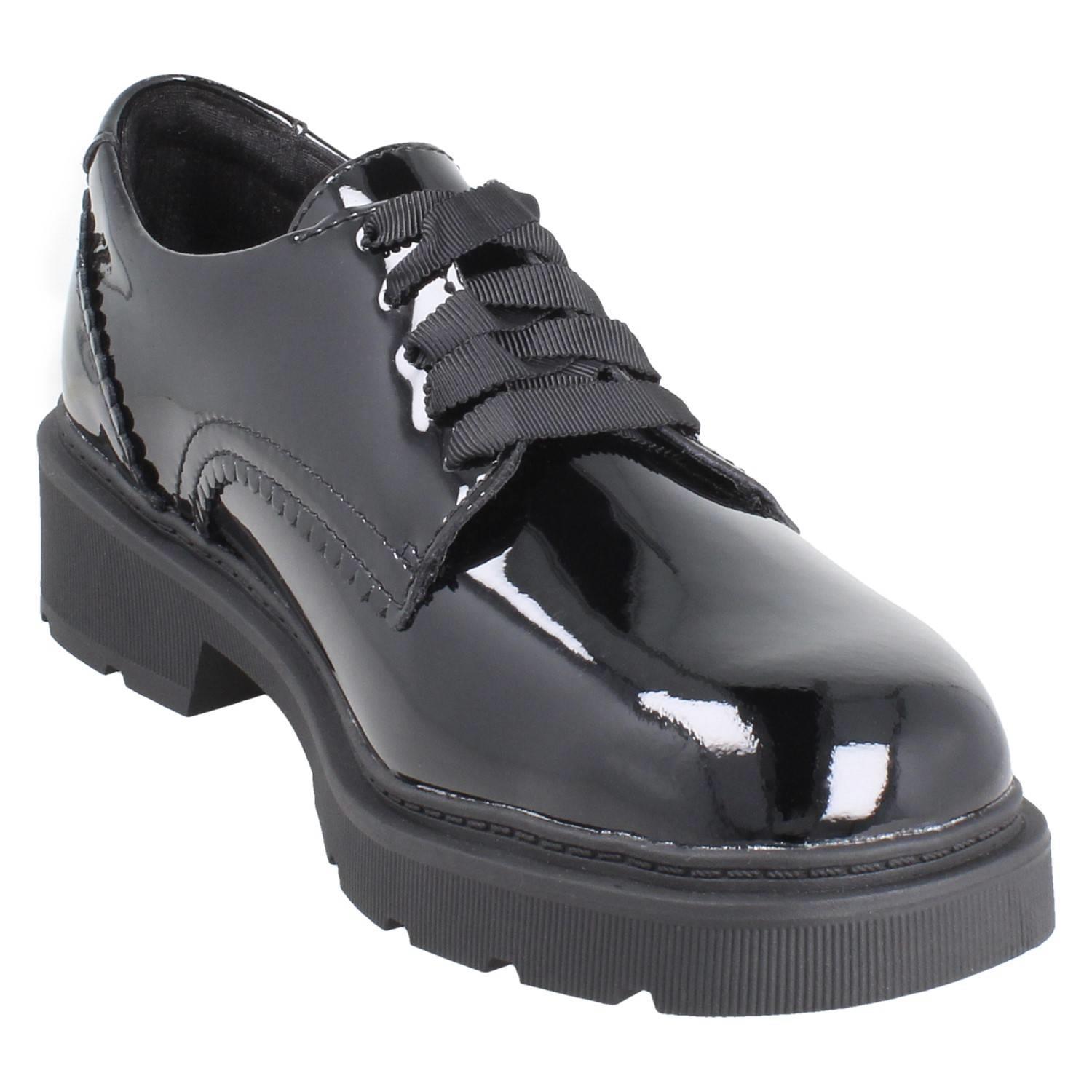 Girls Clarks Scalloped Edge Chunky Sole Leather Lace Up School Shoes *Eris Pure* - Picture 19 of 21