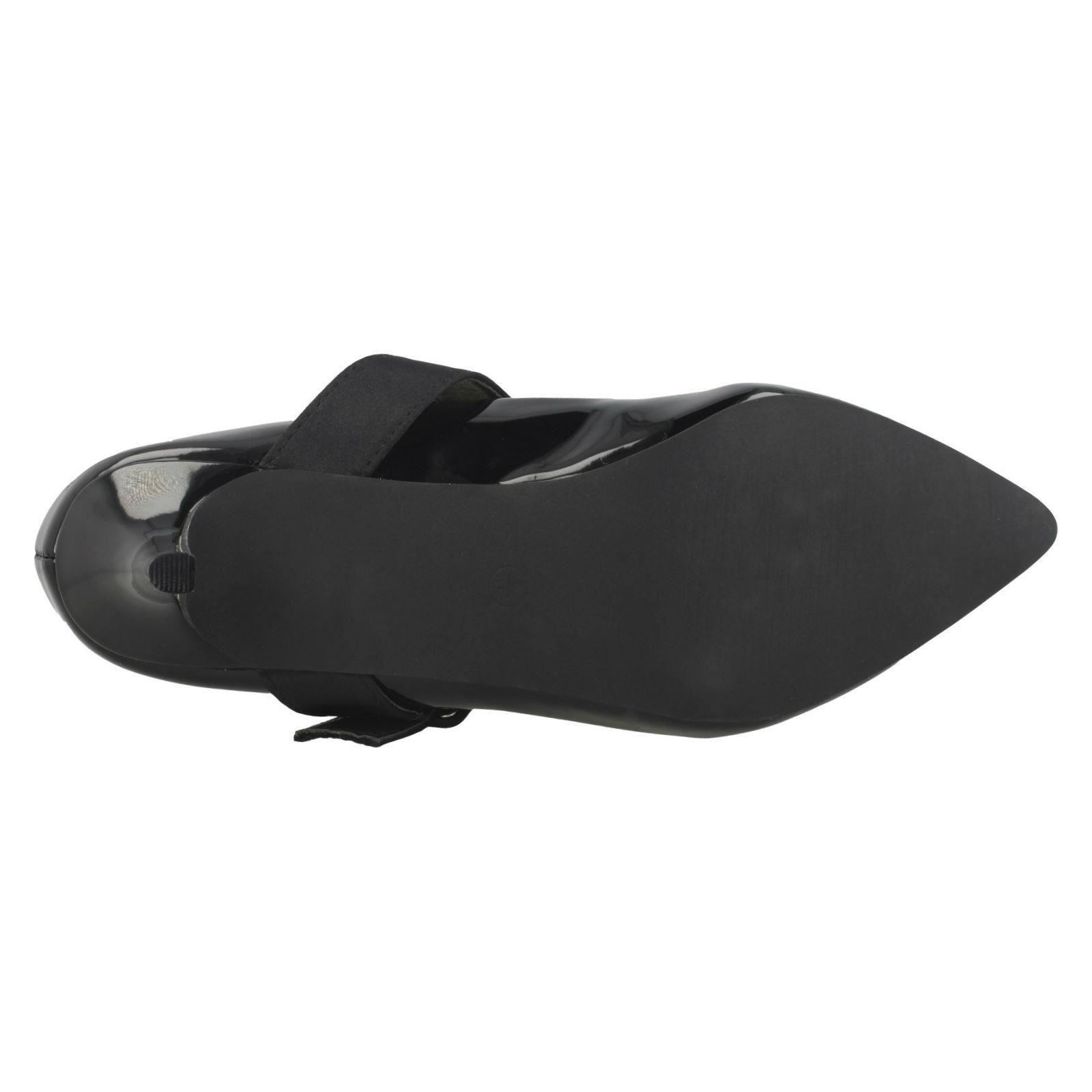 Ladies Spot On Patent Buckle Strap Court Shoes - Picture 10 of 19