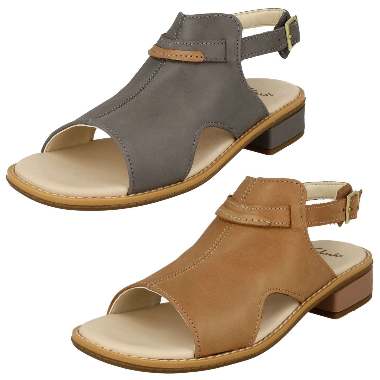 clarks low heel sandals