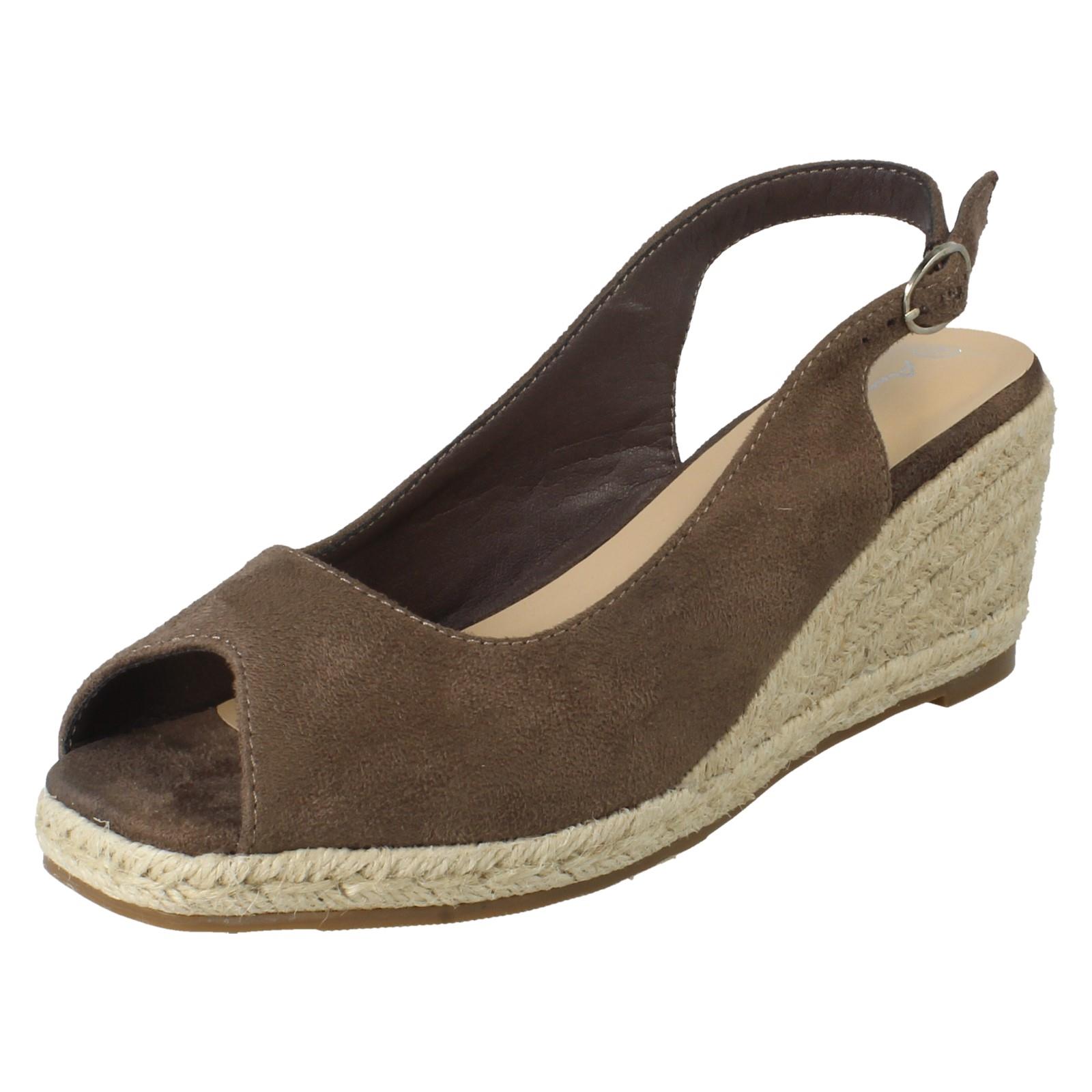 Ladies Anne Michelle Microfibre Wedge Heel Squared Toe Sandals 'F2R306' - Picture 20 of 28