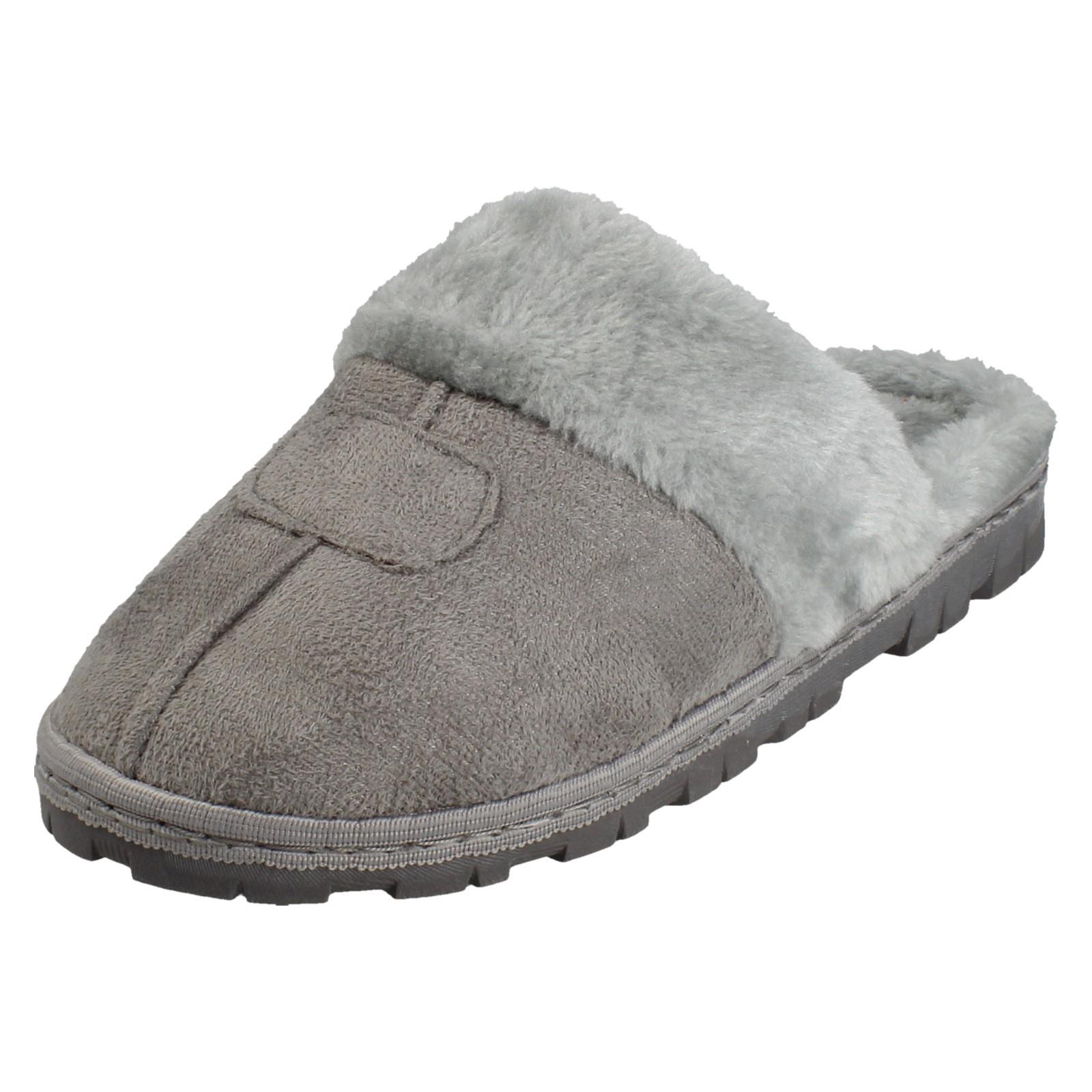 Mujer Spot On Mula Piel Sintética Forrado sin Cordones Ropa Cómoda Pantuflas - Imagen 20 de 46