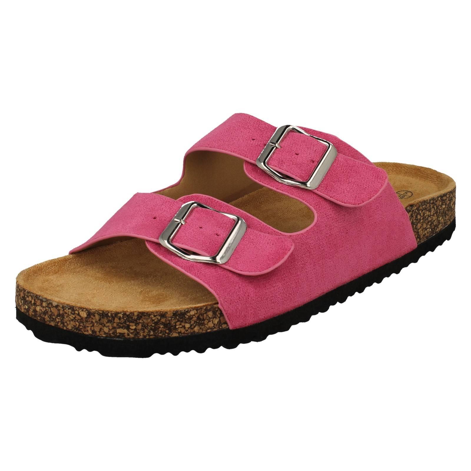 Sandalias de mula informales de doble hebilla detalladas para dama F0R0412 - Imagen 2 de 19