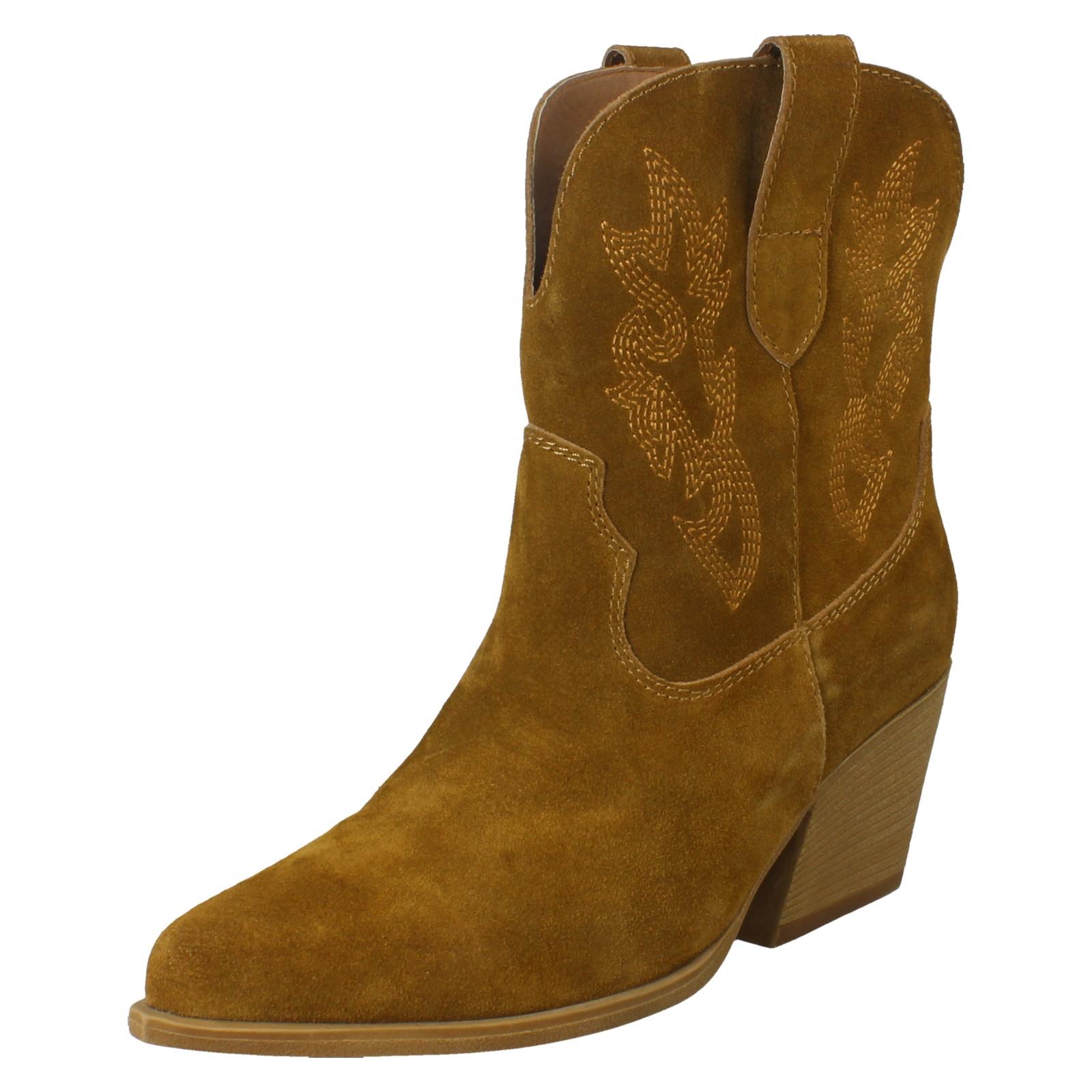 Ladies Spot On Leather Slip On Cowboy Boots F5R1248 - Picture 20 of 28