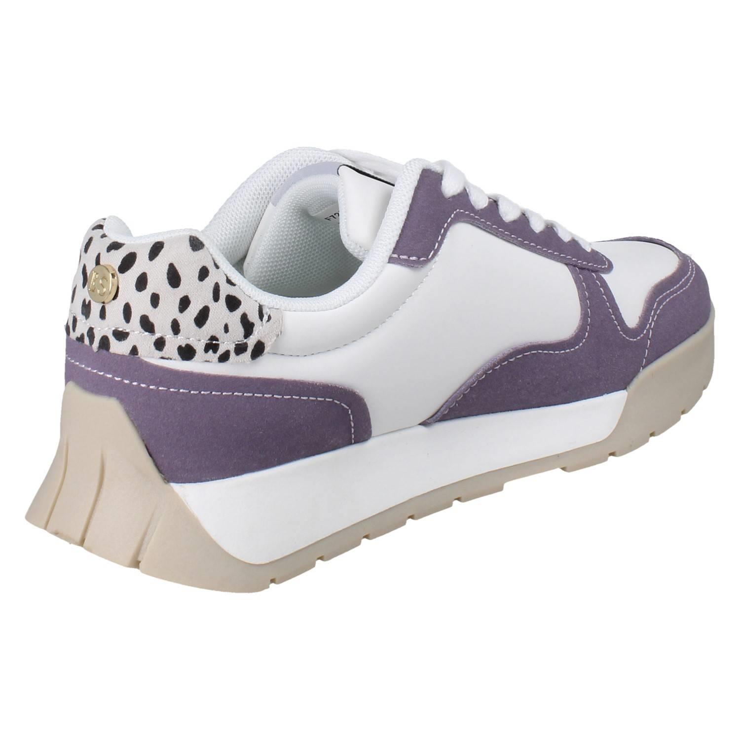 Zapatillas deportivas informales con cordones para dama Elle con detalles de leopardo *F7287* - Imagen 6 de 10