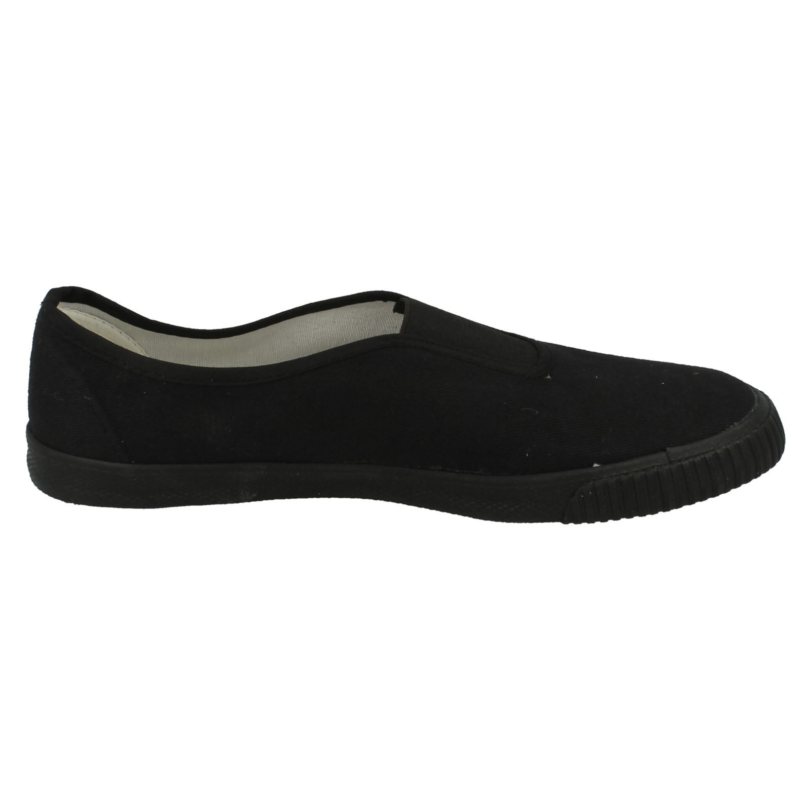 Jungen Kinder Spot On Slip Weiß Schwarz Sportschuhe Canvas Zwickel Plims - Bild 7 von 19