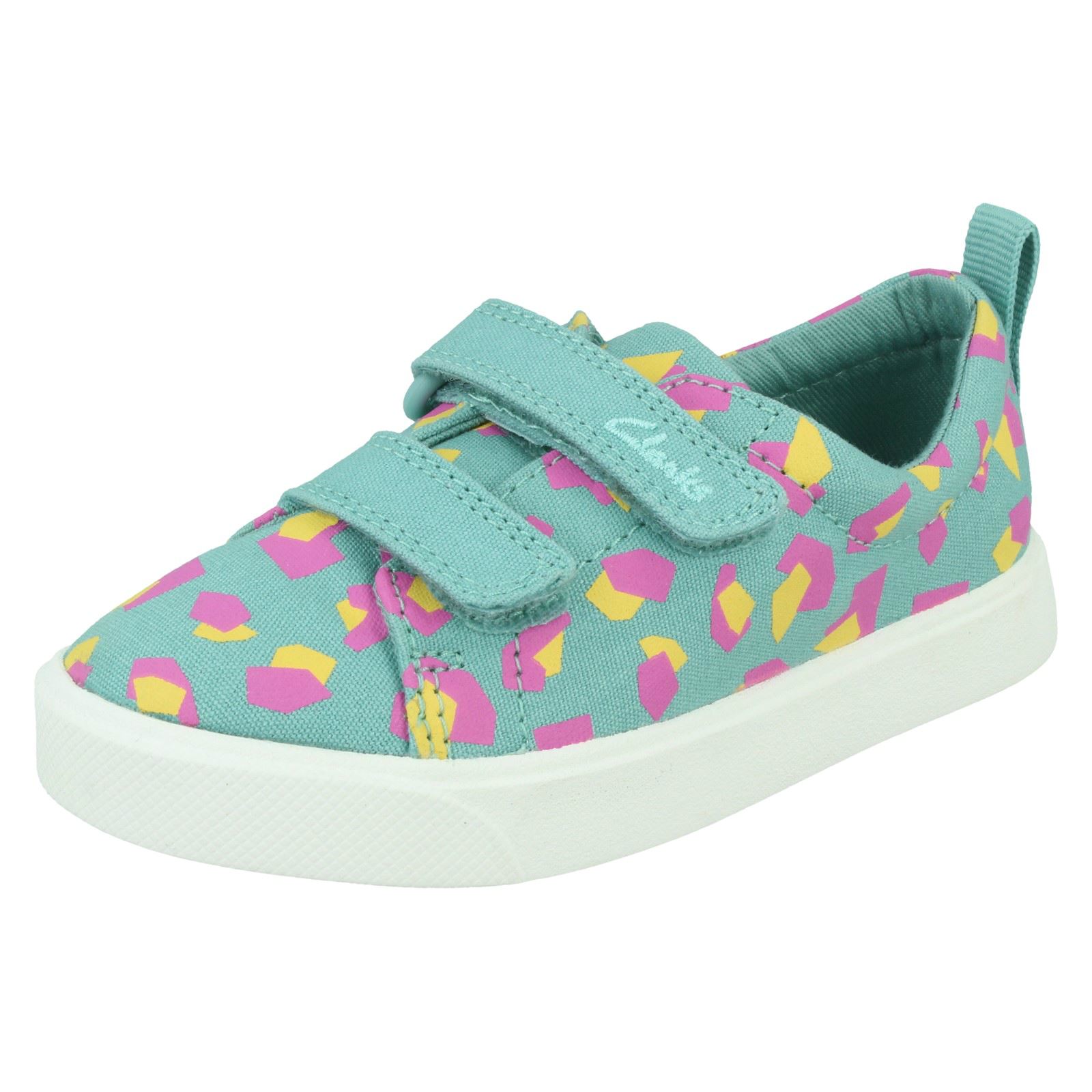 Clarks Childrens Hook & Loop Fastening Canvas Shoes - City Bright - Picture 20 of 37