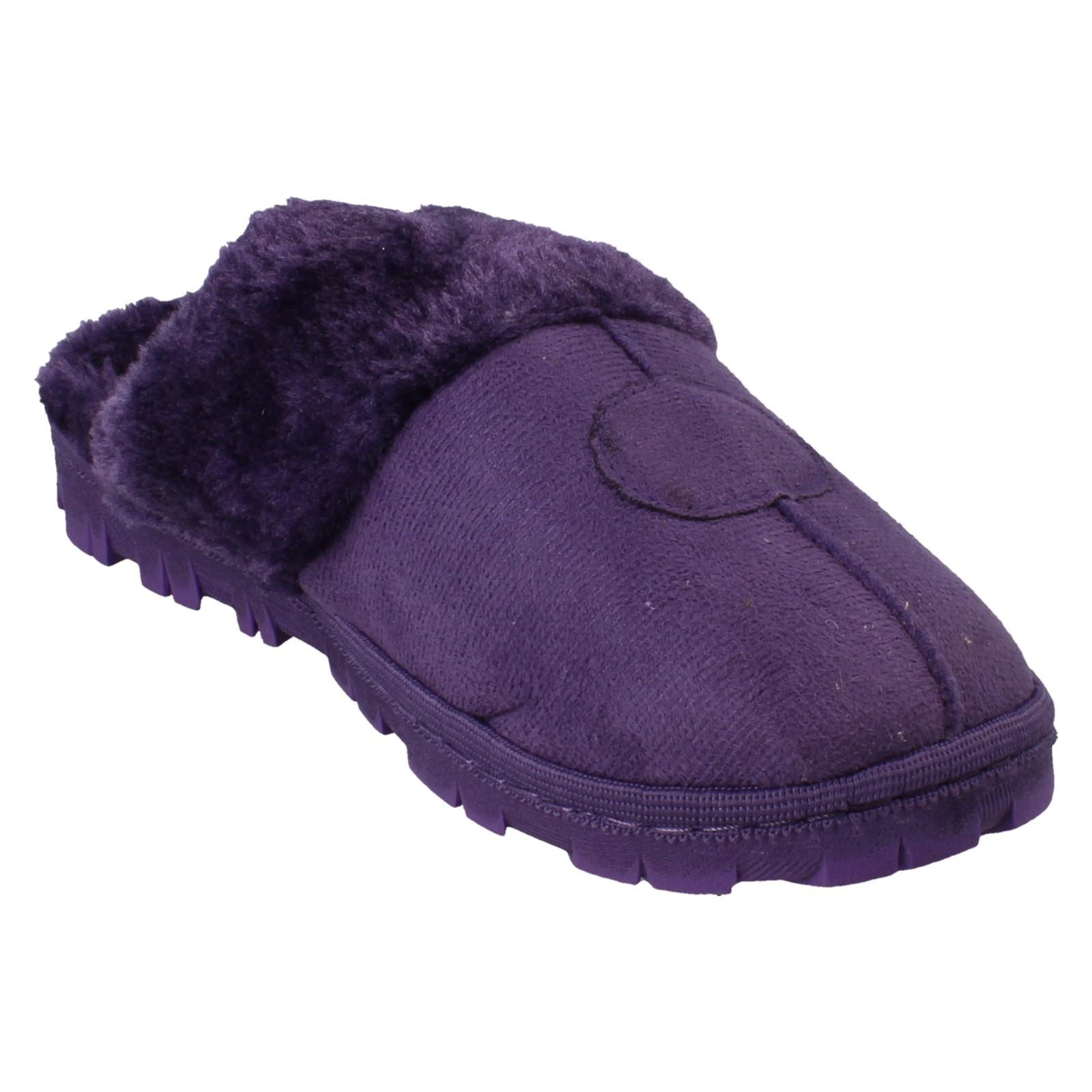 Mujer Spot On Mula Piel Sintética Forrado sin Cordones Ropa Cómoda Pantuflas - Imagen 44 de 46