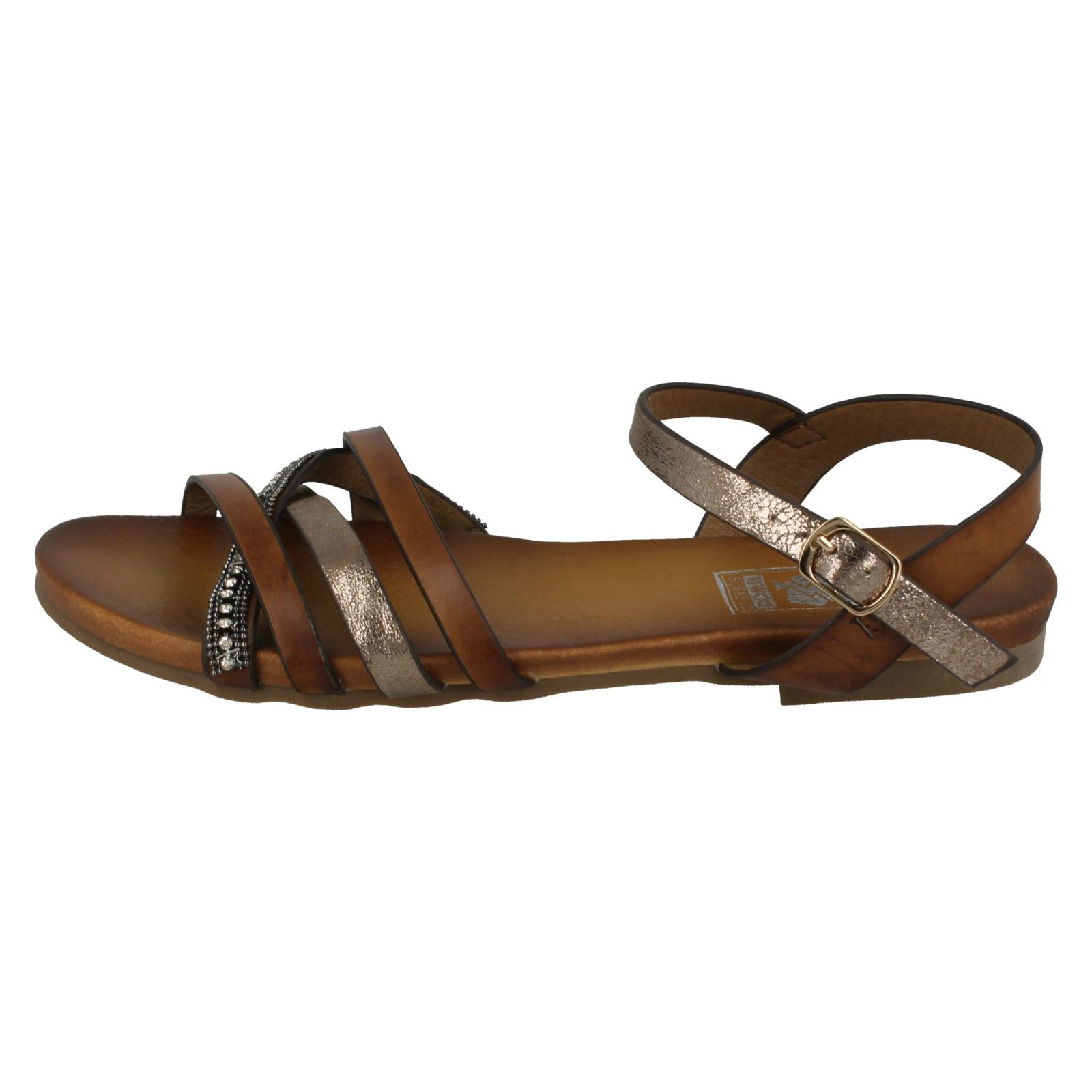 Ladies Down To Earth Flat Beaded Vamp Sandals - Picture 12 of 28