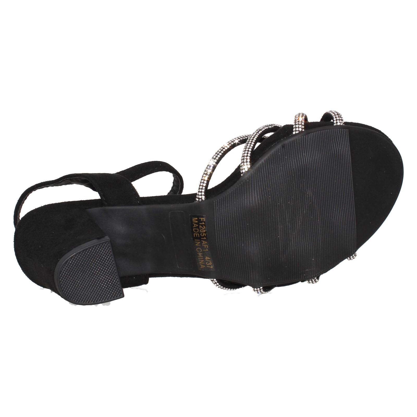 Ladies Anne Michelle High Block Heel Diamante Knot Sandals F12051 - Picture 10 of 28