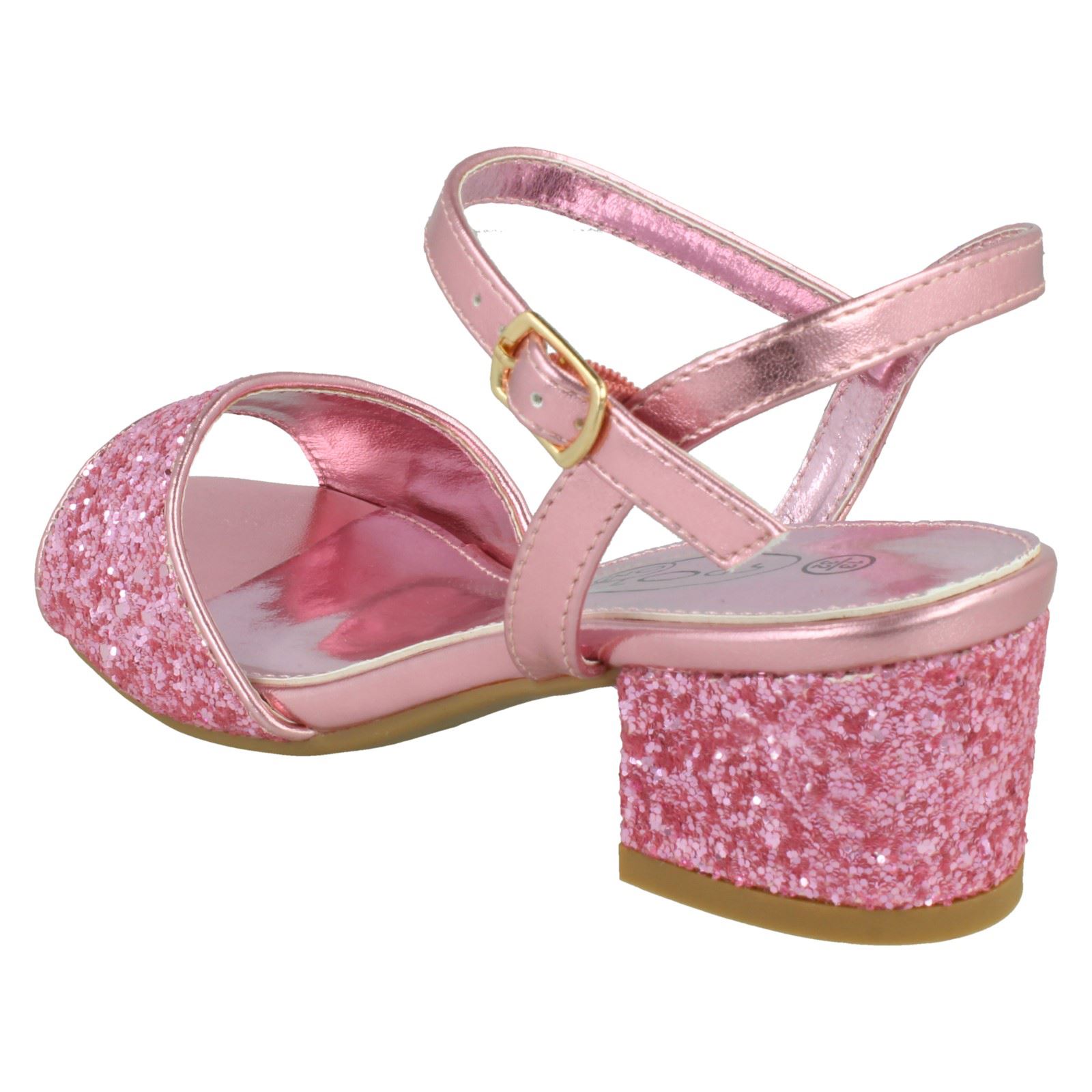 Girls Spot On Mid Block Heel Sandals - Picture 13 of 28