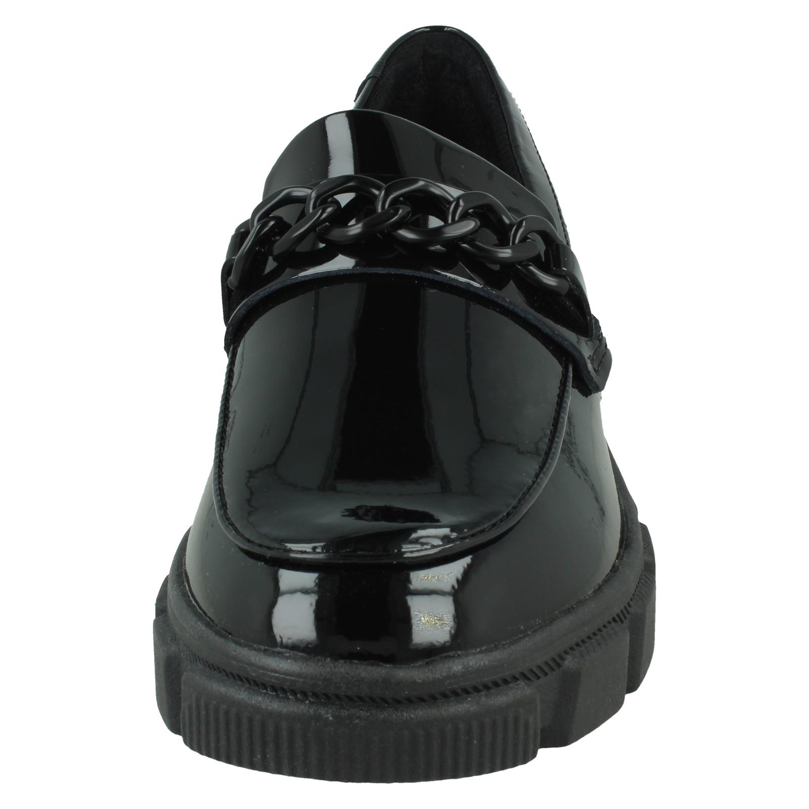 Girls Clarks Leather / Patent Chunky Sole School Shoes Evyn Walk Y - Picture 9 of 19