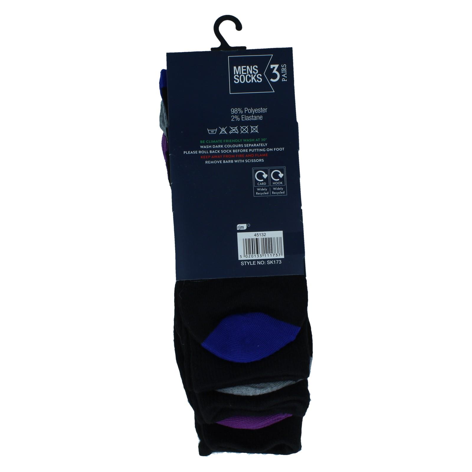 Mens RJM 3 pack Contrast Heel & Toe Socks 'SK173' - Picture 5 of 5