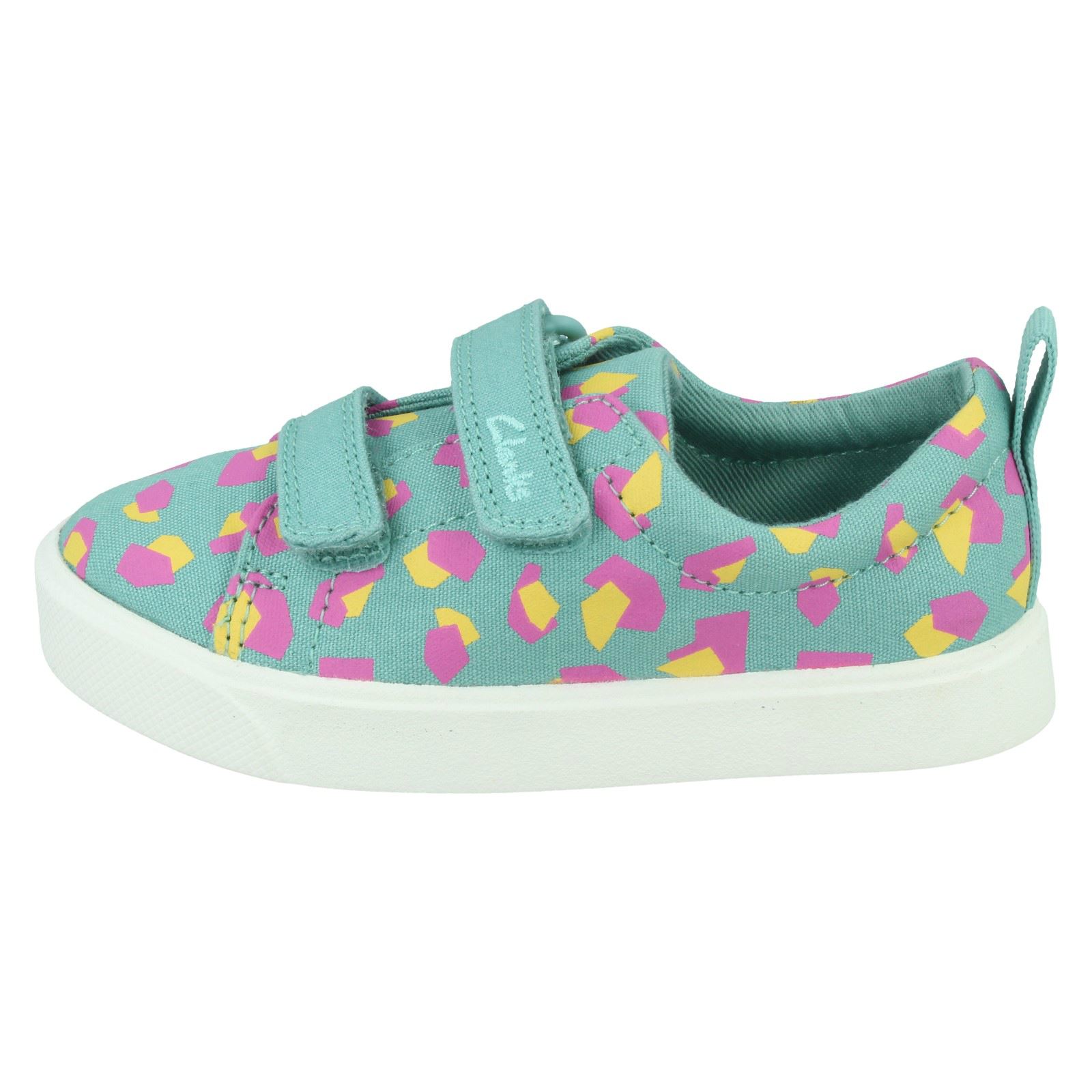 Clarks Childrens Hook & Loop Fastening Canvas Shoes - City Bright - Picture 24 of 37