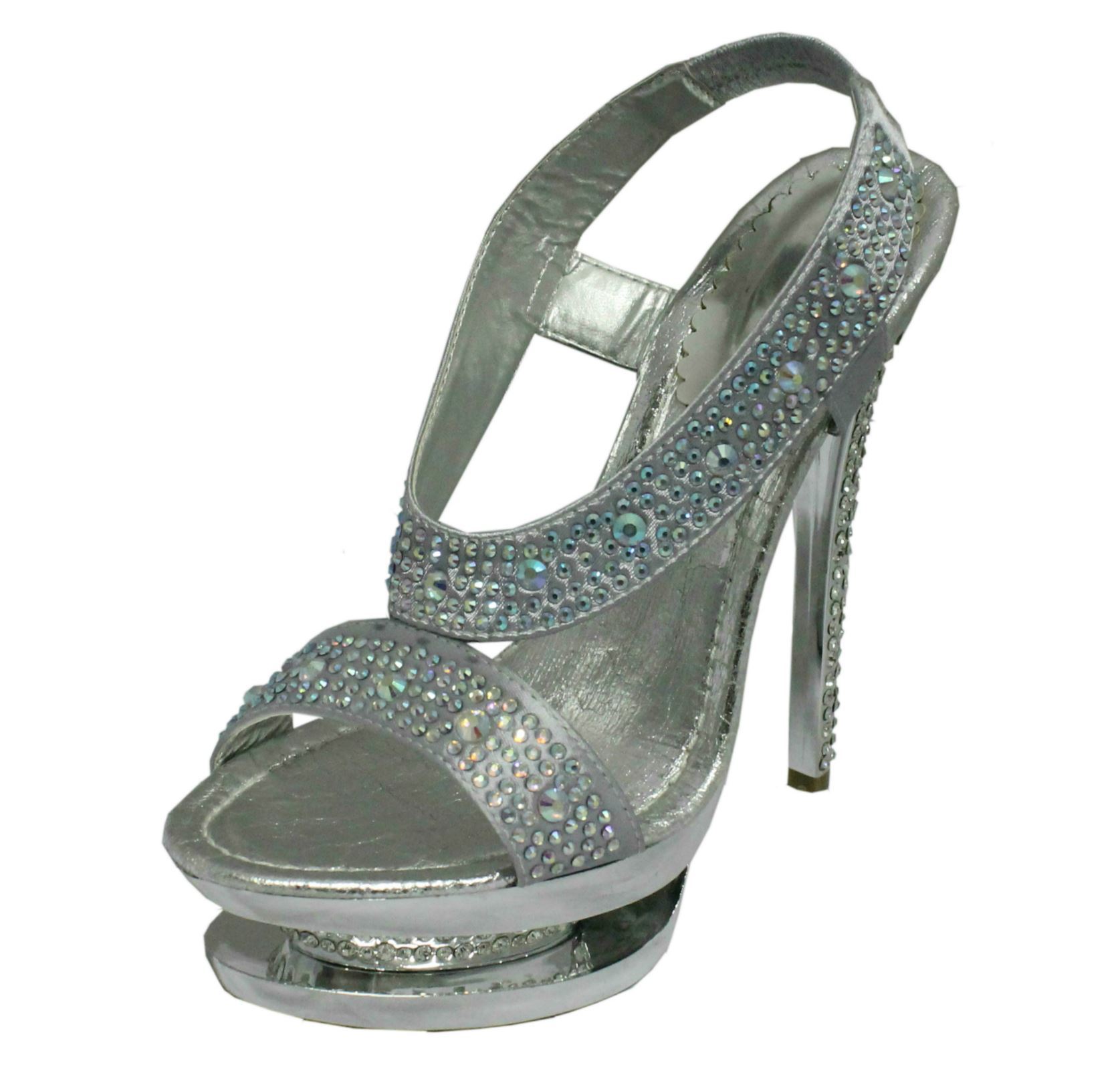Ladies Spot On Diamante Platform /'Sandals/'
