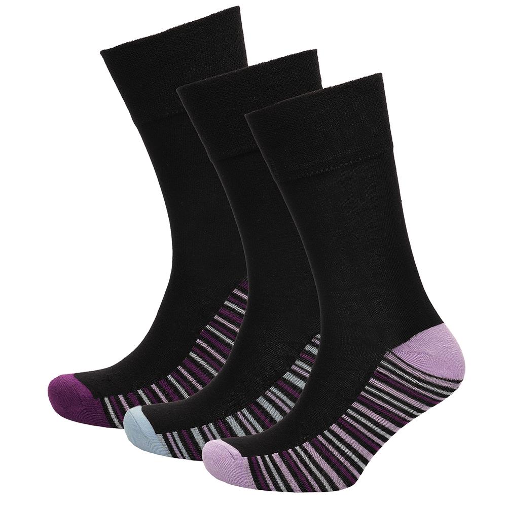 Ladies Bamboo 3 Pack Heel & Toe Non Elastic Socks 'SK1044' - Picture 4 of 5