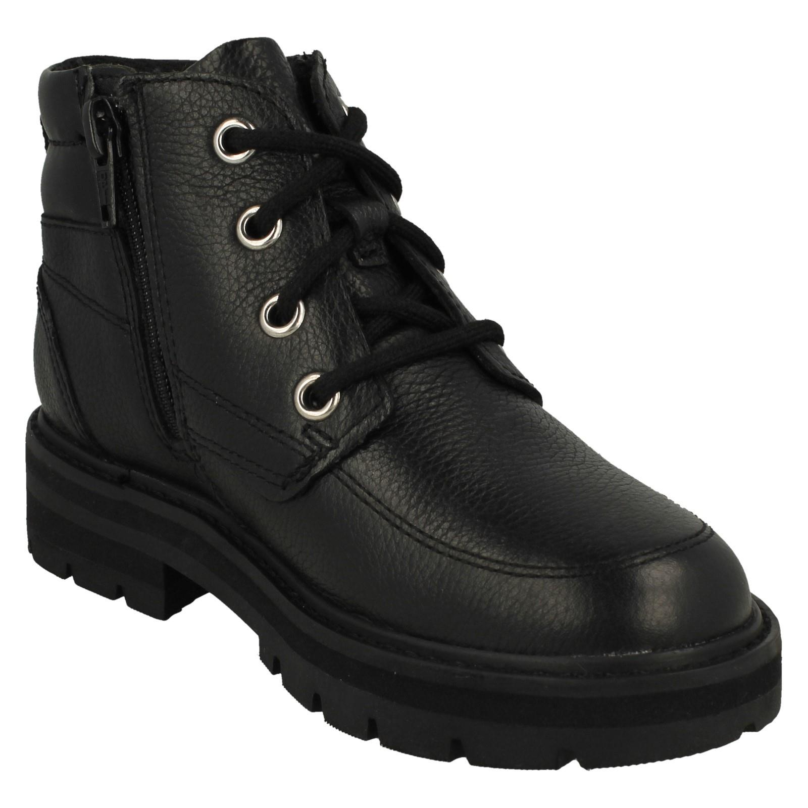 Boys Clarks Lace Up Detailed Ankle Boots - Prague Zip K - Picture 3 of 10