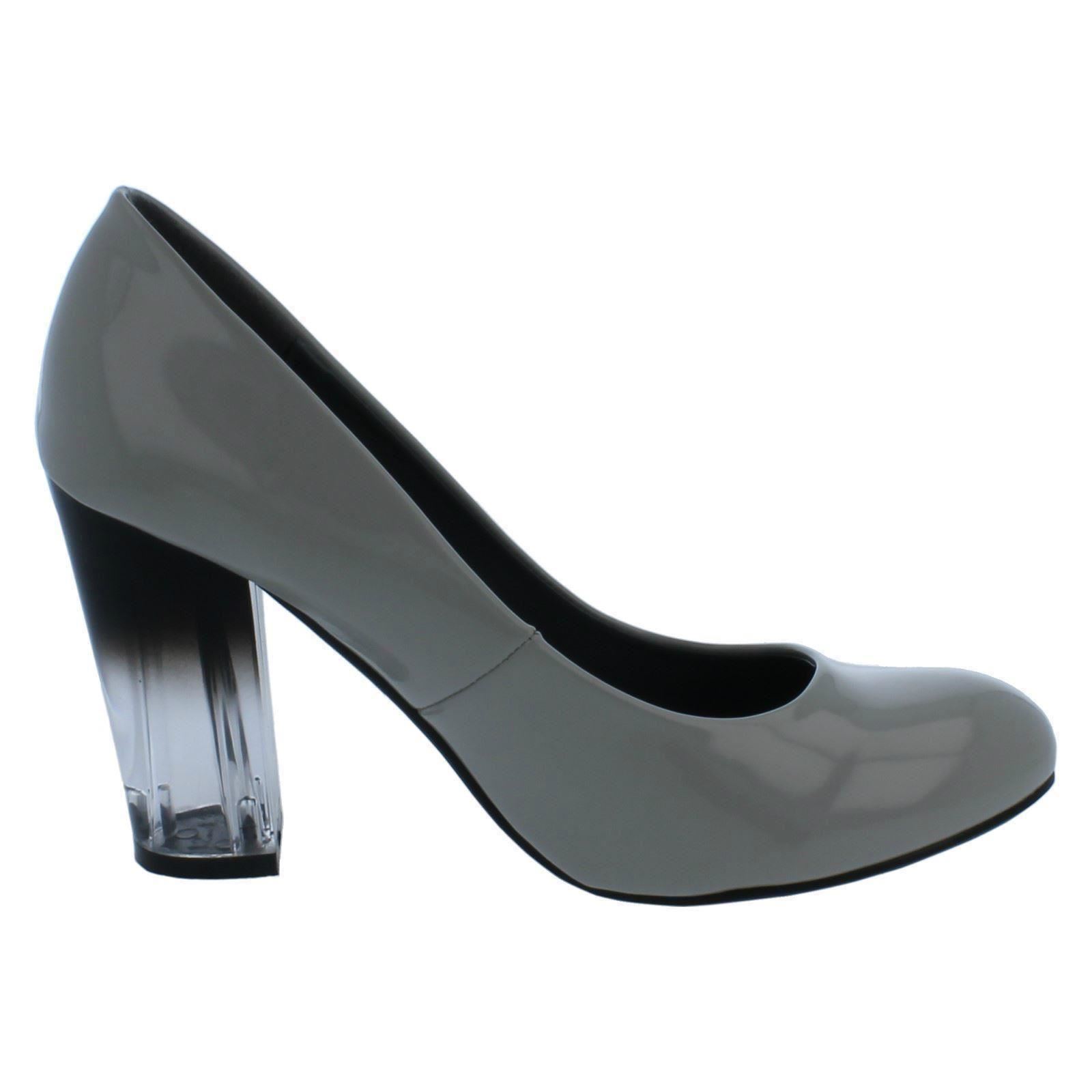 Ladies Anne Michelle Clear Block Heel Court Shoes F9R921 - Picture 16 of 28