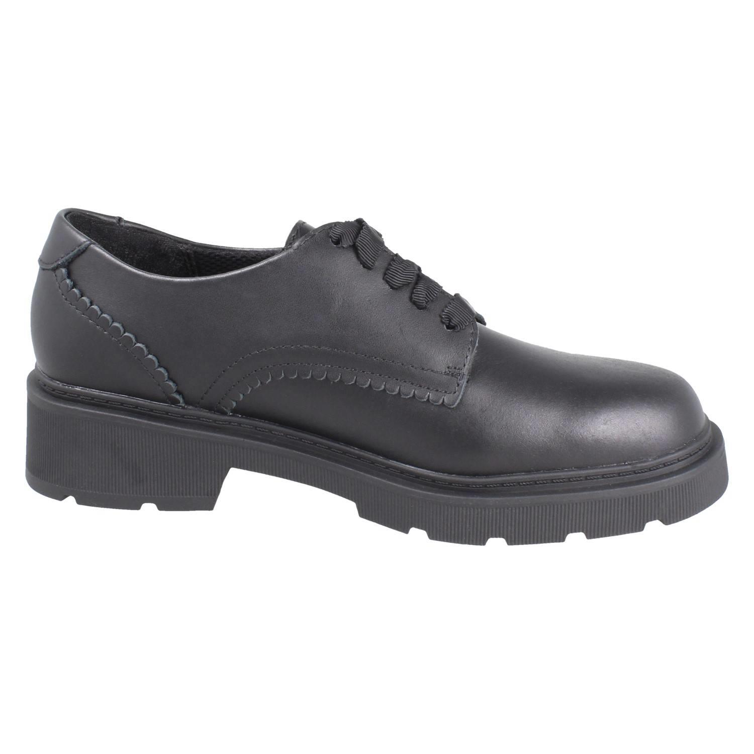 Girls Clarks Scalloped Edge Chunky Sole Leather Lace Up School Shoes *Eris Pure* - Picture 9 of 21