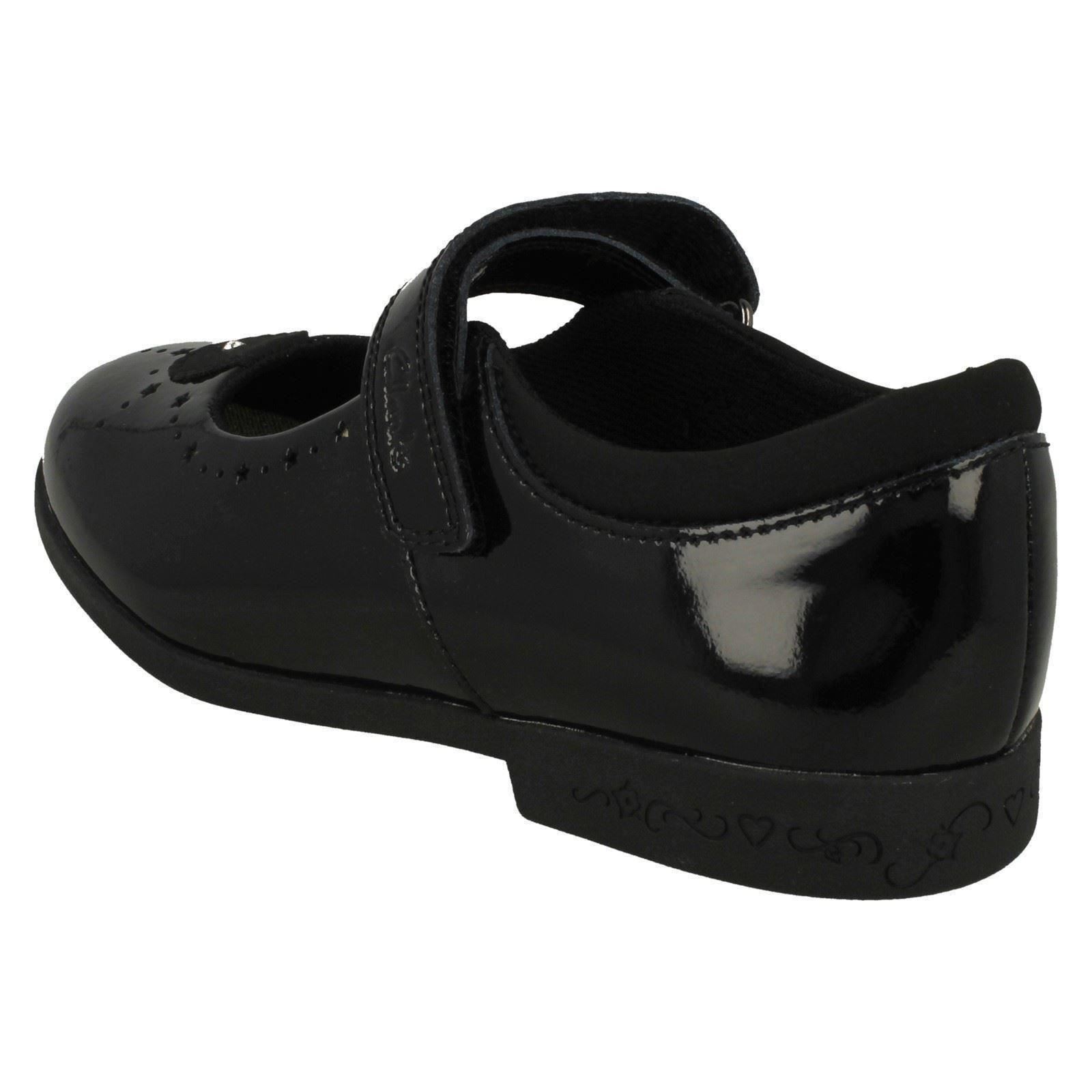 Girls Clarks Leather Patent School Shoes Strap Stars Mary Jane Magic Step Bar - Picture 13 of 19