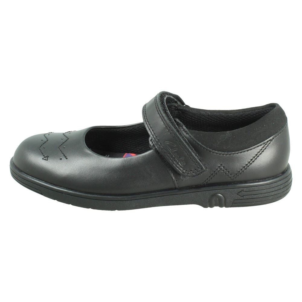 Niñas Clarks Cuero/Patente Estilo Mary Jane Zapatos Escolares "Jazzy Jig K" - Imagen 3 de 19