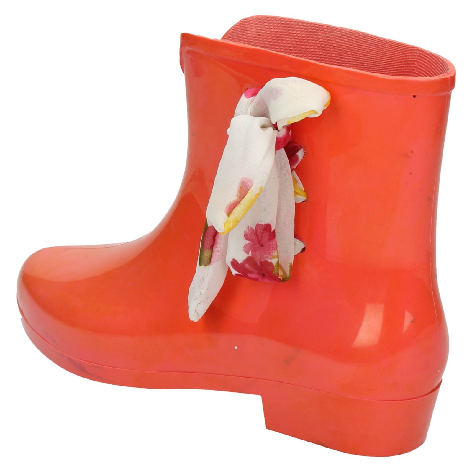 Ladies Spot On Tied Bow Detail Ankle 'Wellington Boots' - Picture 4 of 46