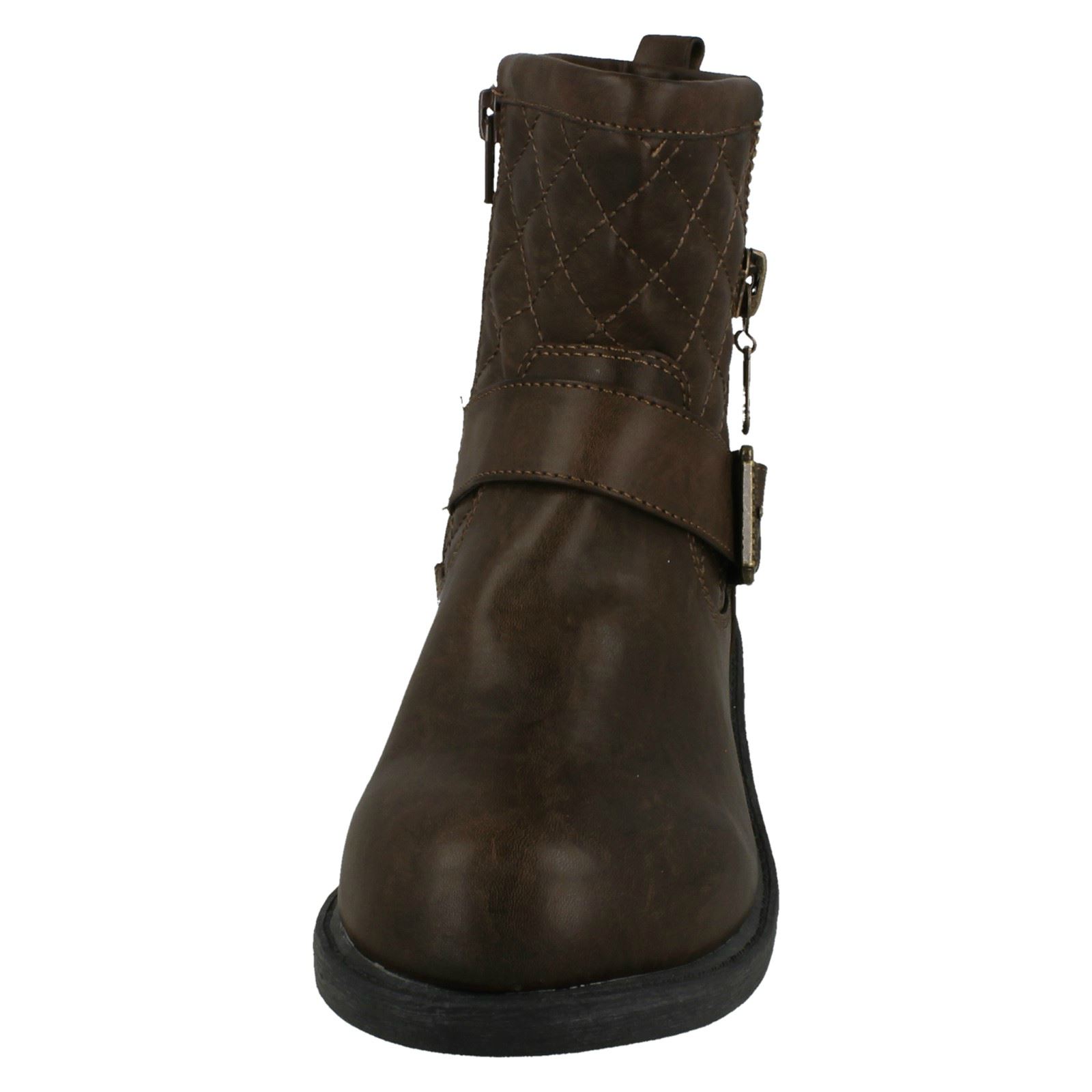 Ladies Spot On Mid Heel Quilted *Biker Boots* eBay