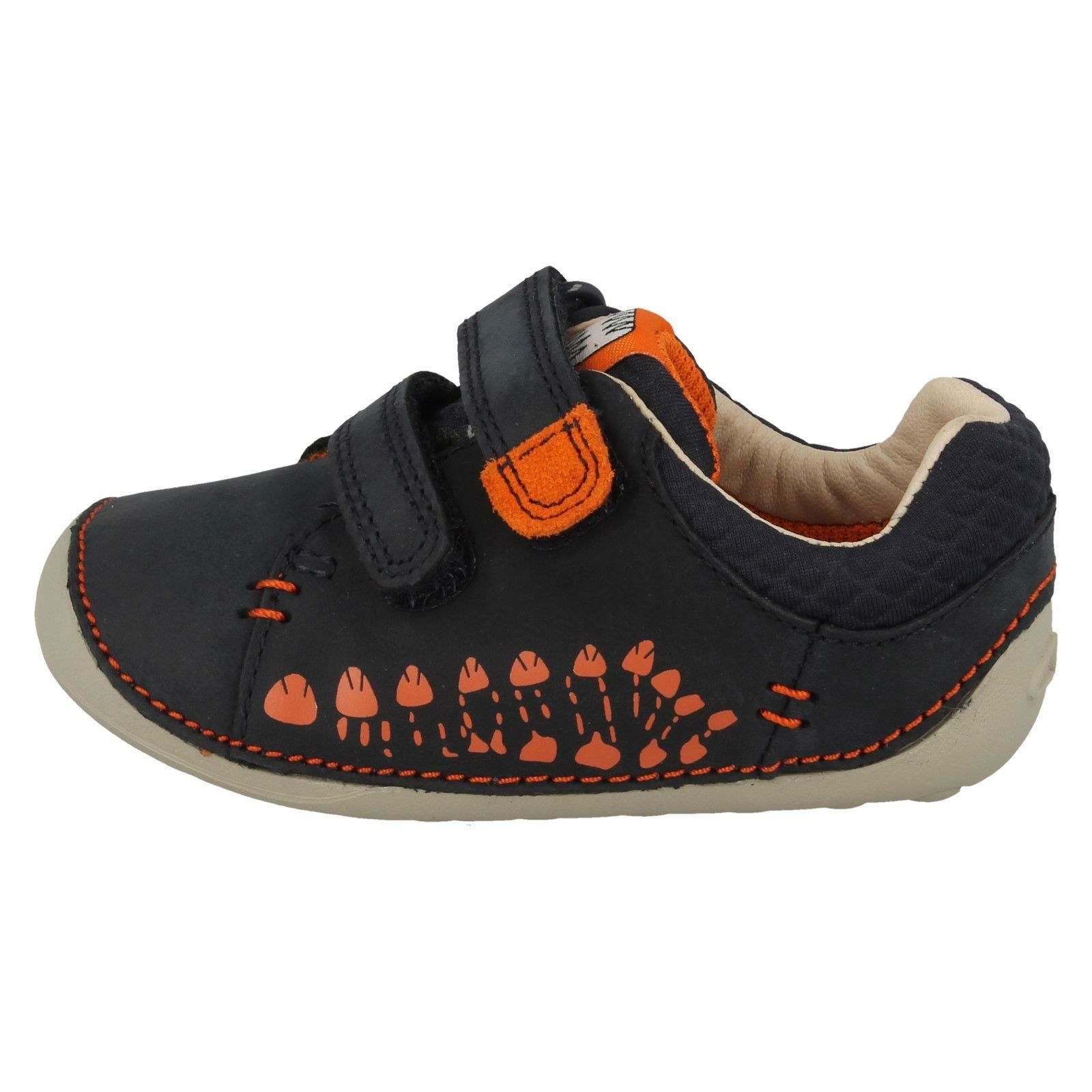 Clarks Tiny Trail Navy Leather Boys Pre Walker Shoes Clarks Tiny Trail Navy Leather Boys Pre Walker Shoes