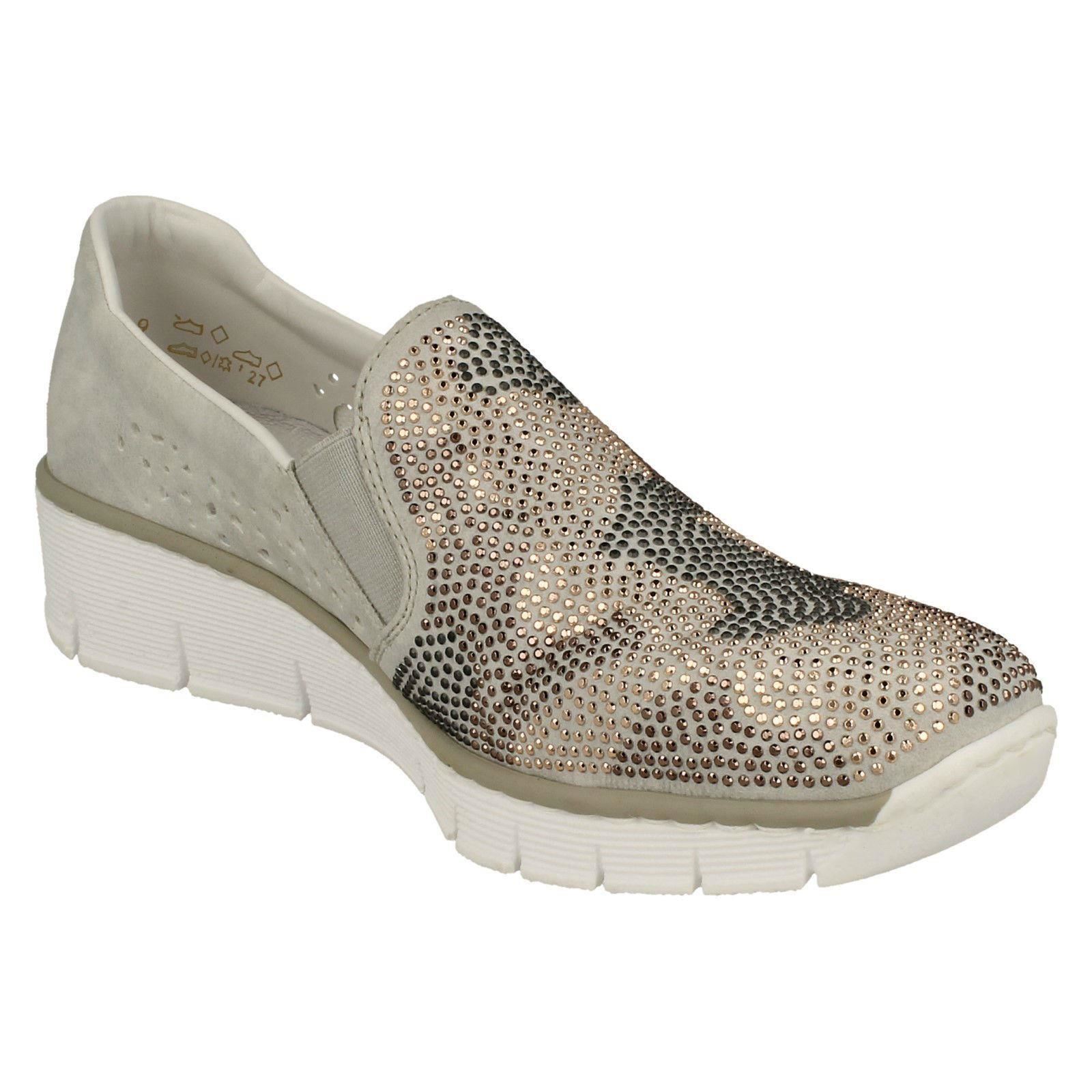 Ladies Rieker Slip Slip Slip On Flat Low Wedge Loafer Style Stud Pattern shoes 537T1 b7e939 Ladies Rieker Slip Slip Slip On Flat Low Wedge Loafer Style Stud Pattern shoes 537T1 b7e939