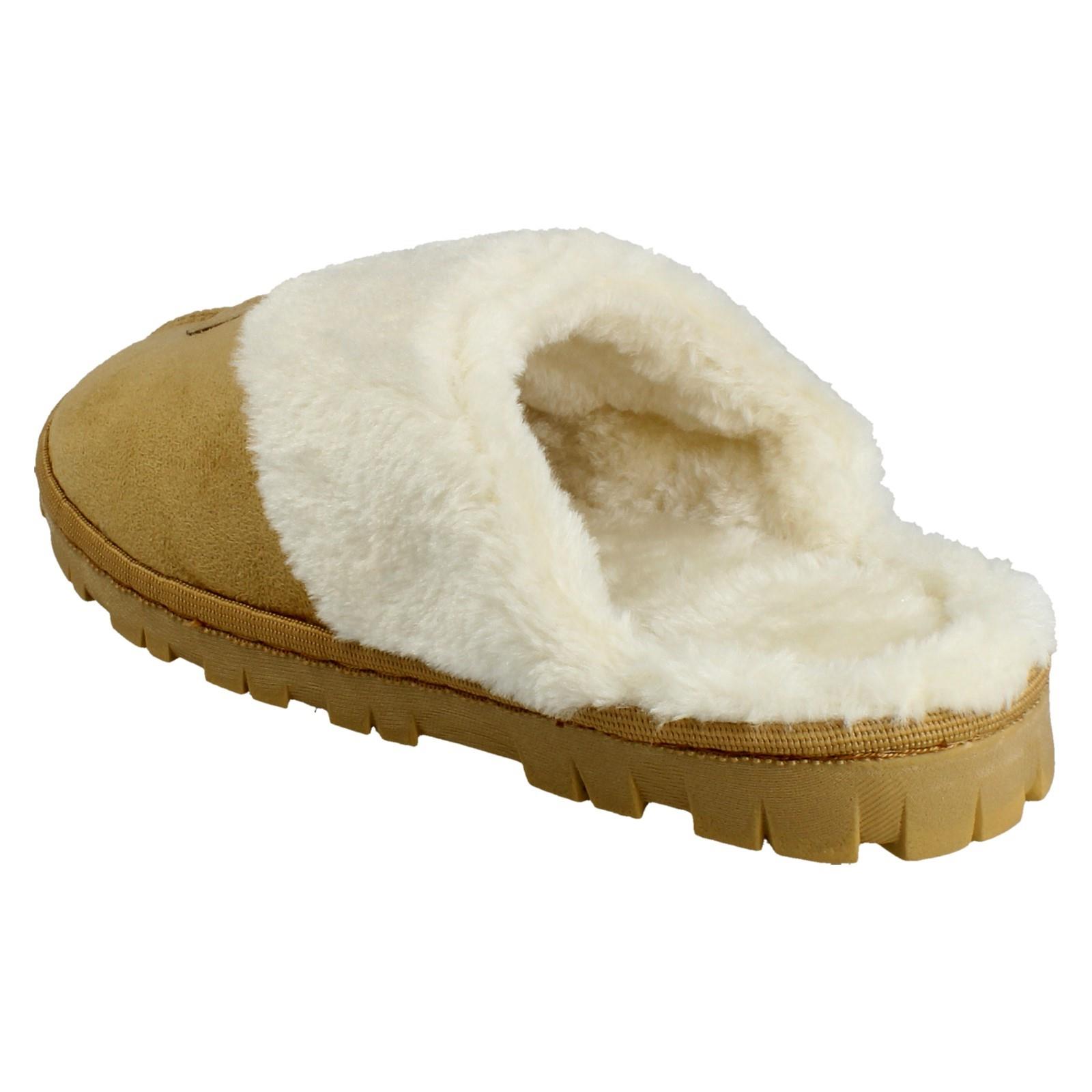 Mujer Spot On Mula Piel Sintética Forrado sin Cordones Ropa Cómoda Pantuflas - Imagen 31 de 46