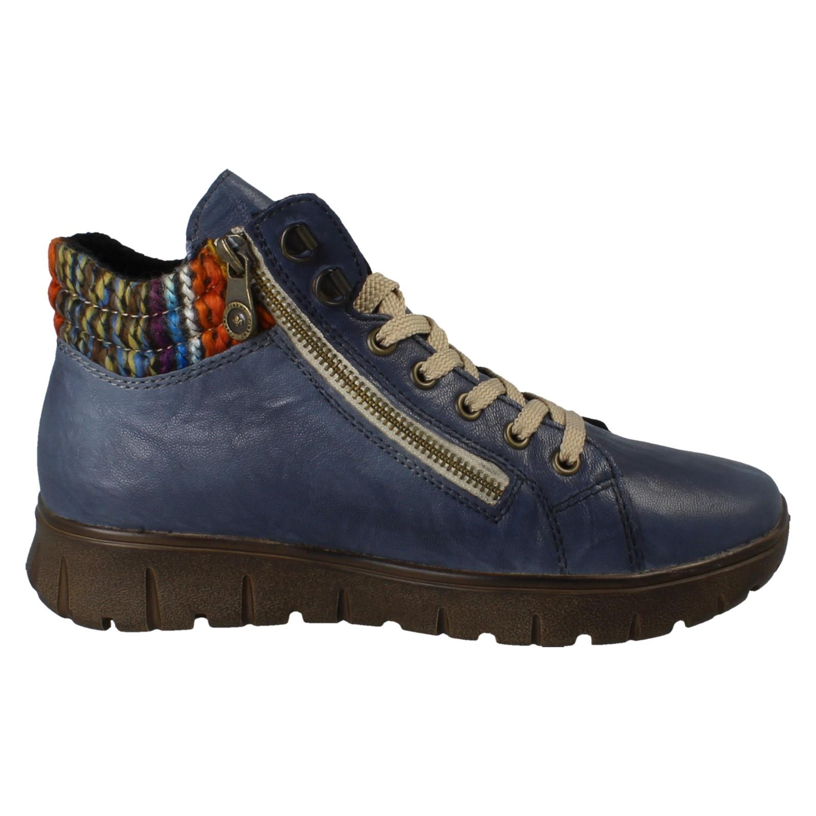 Donna Rieker Tex Pelle Largo Fit Zip Doppia Foderato Stivali Caviglia N1305 - Picture 7 of 19