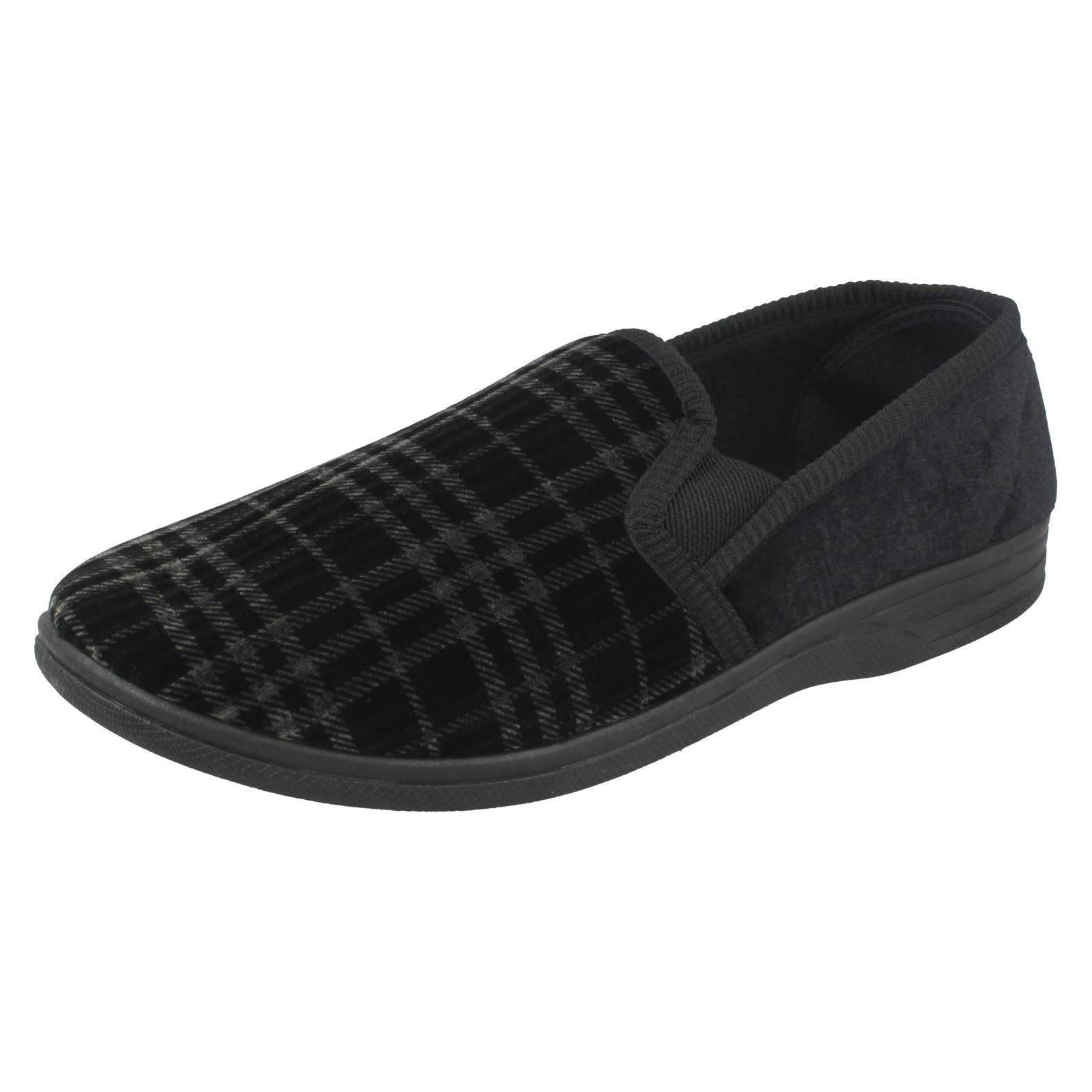 Mens Spot On 'Checked Slippers' - Picture 2 of 19