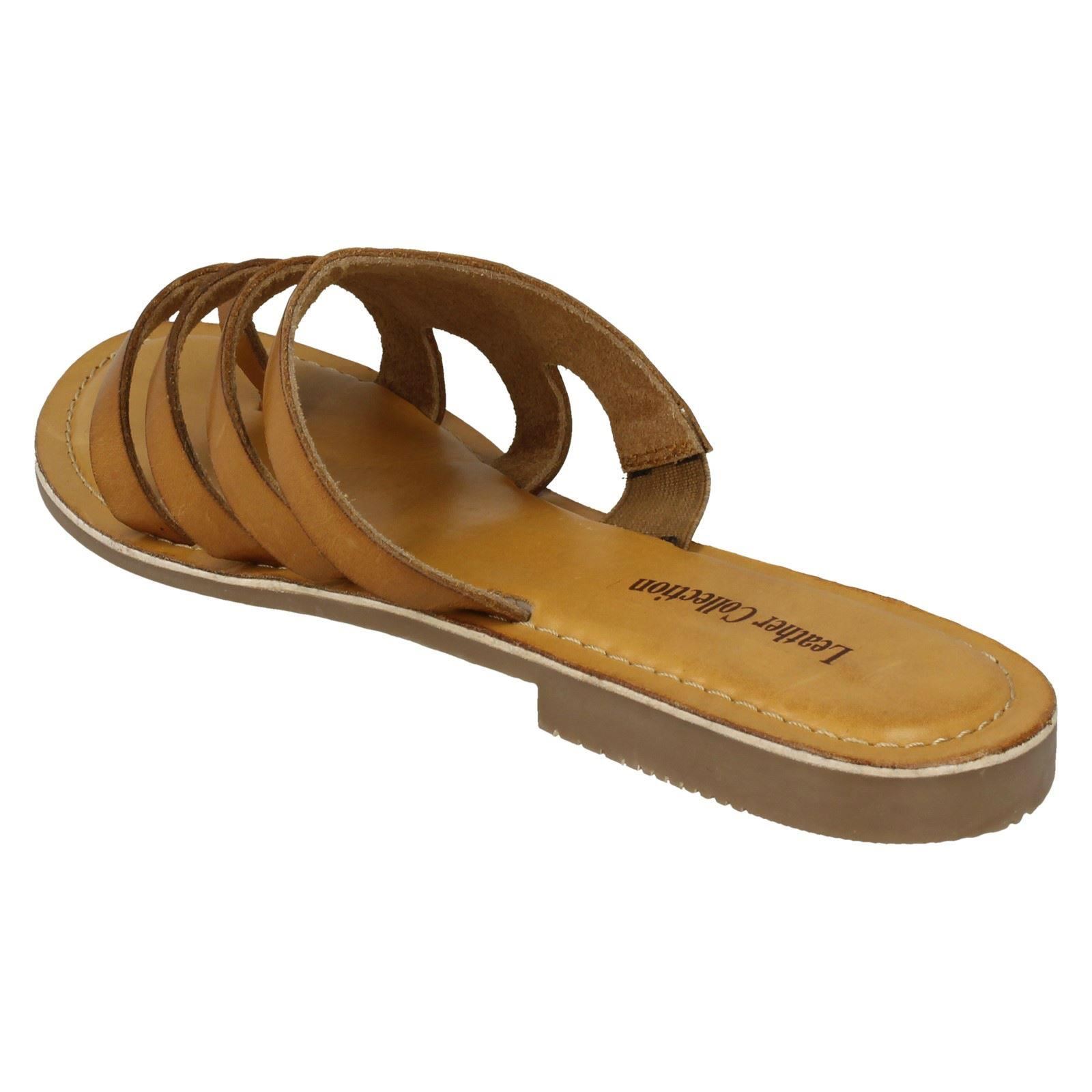 Damen Leder Kollektion Slipper Flache Riemchen Sandalen - Bild 30 von 46