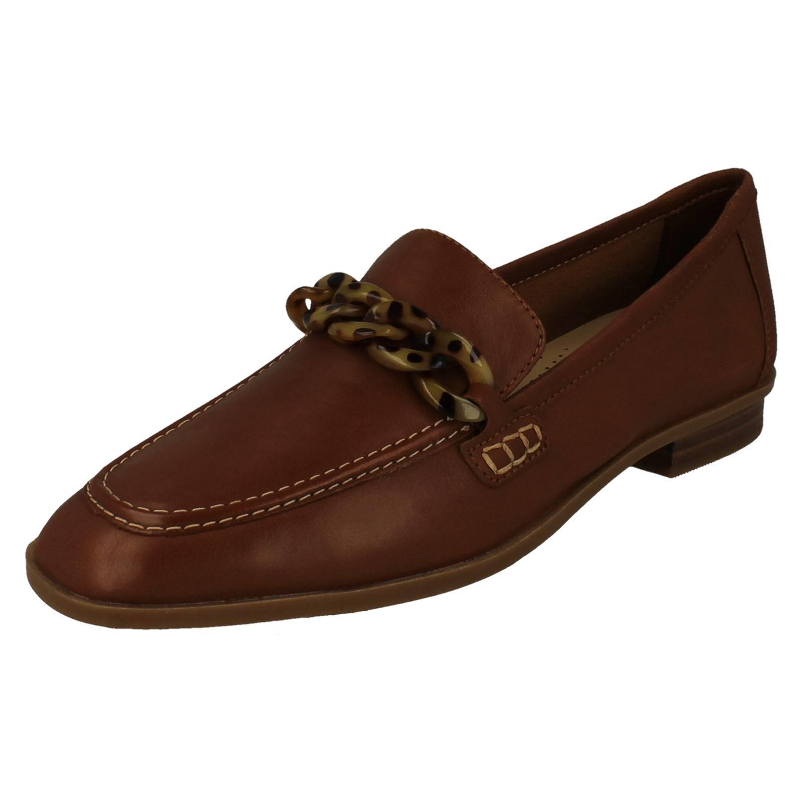 Mujer Clarks Cuero Suave Punta Cuadrada Mocasines Estilo Smart Zapatos: Sarafyna - Picture 47 of 55