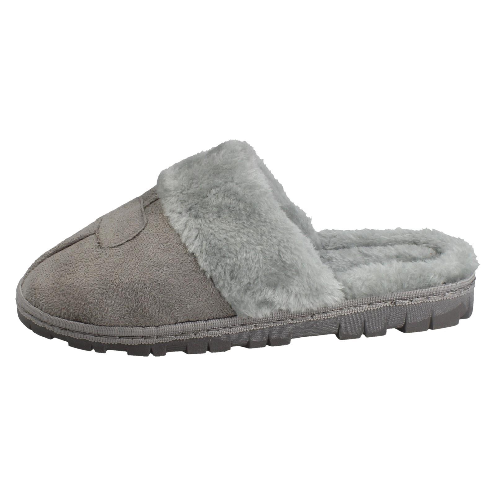 Mujer Spot On Mula Piel Sintética Forrado sin Cordones Ropa Cómoda Pantuflas - Imagen 21 de 46