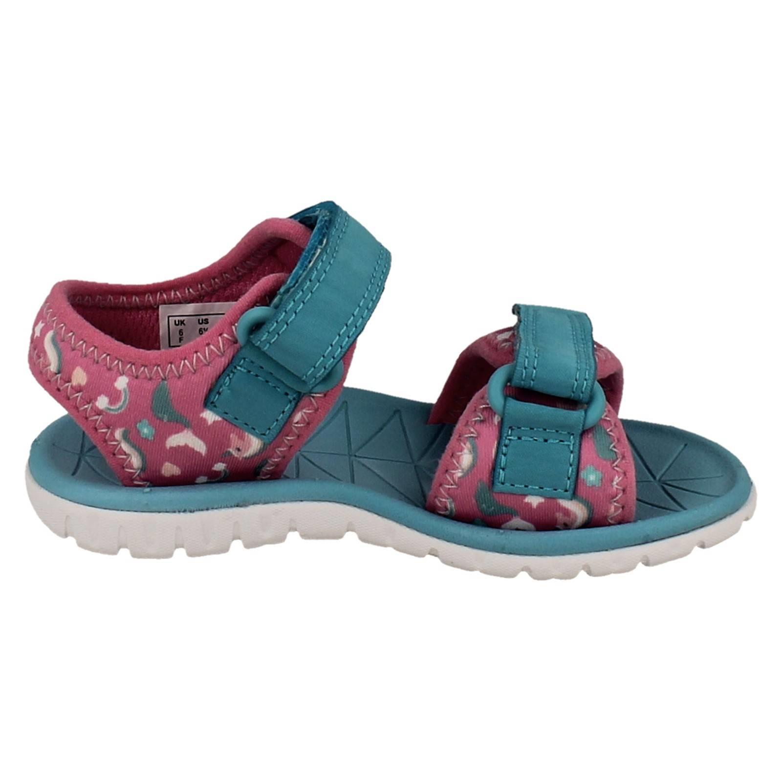 Kids Clarks Pattern Detailed Adjustable Sandals Surfing Tide T - Picture 16 of 37