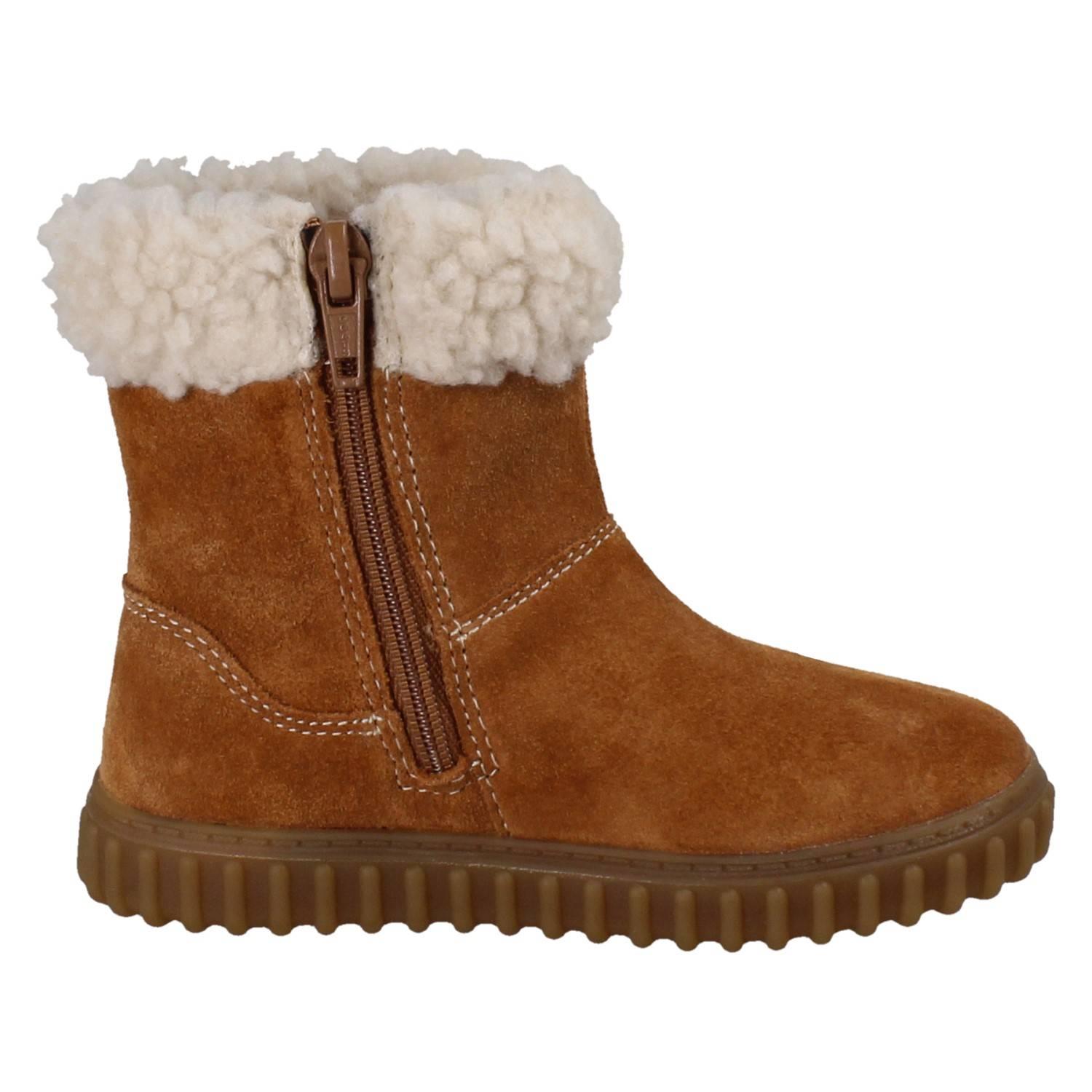Mädchen Clarks Bär Detail Wadenhoch Fleece Kragen Suede Winterstiefel Cove Warm - Picture 7 of 10