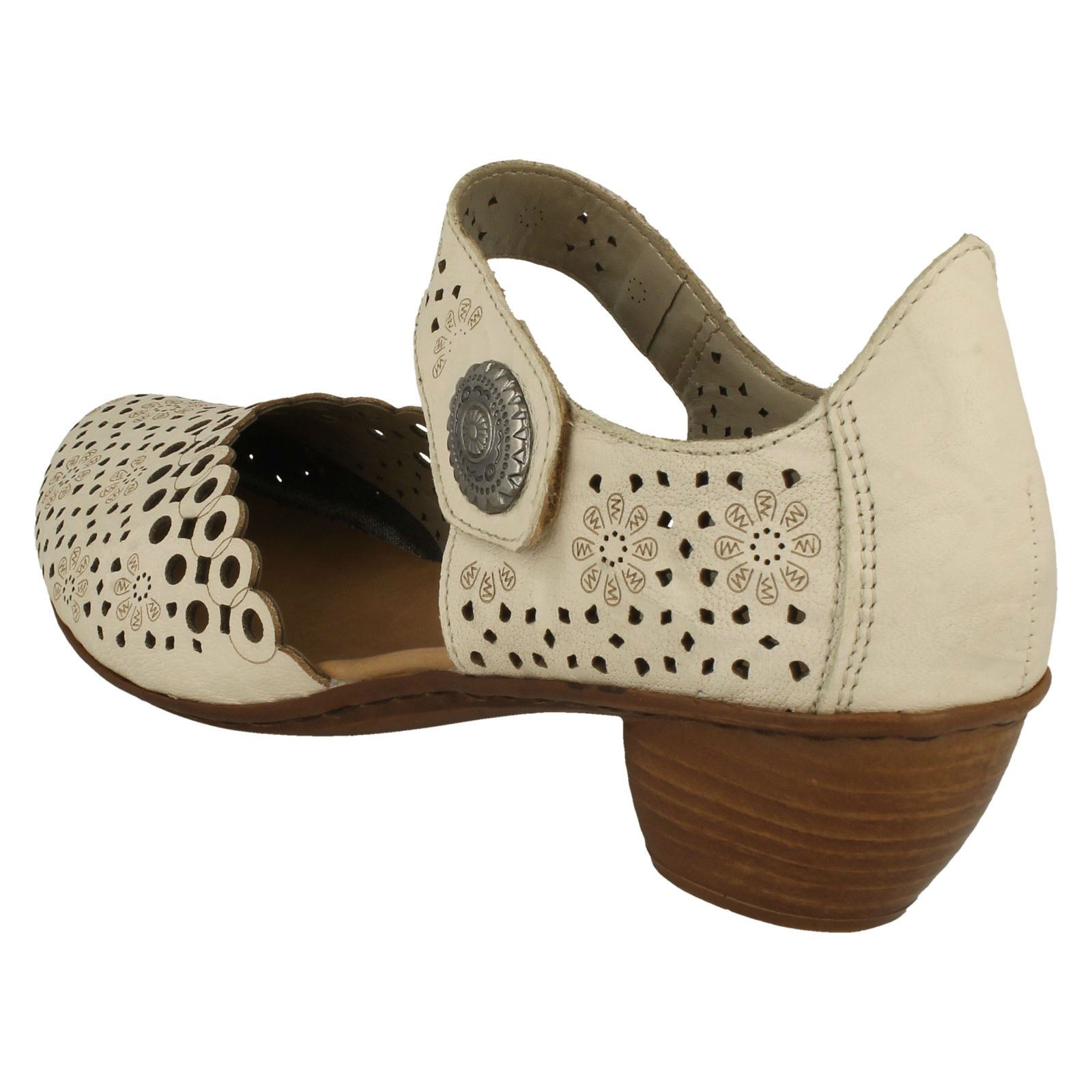 Ladies Rieker Stylish Punched Detailed Summer Shoes 43753 - Picture 4 of 64