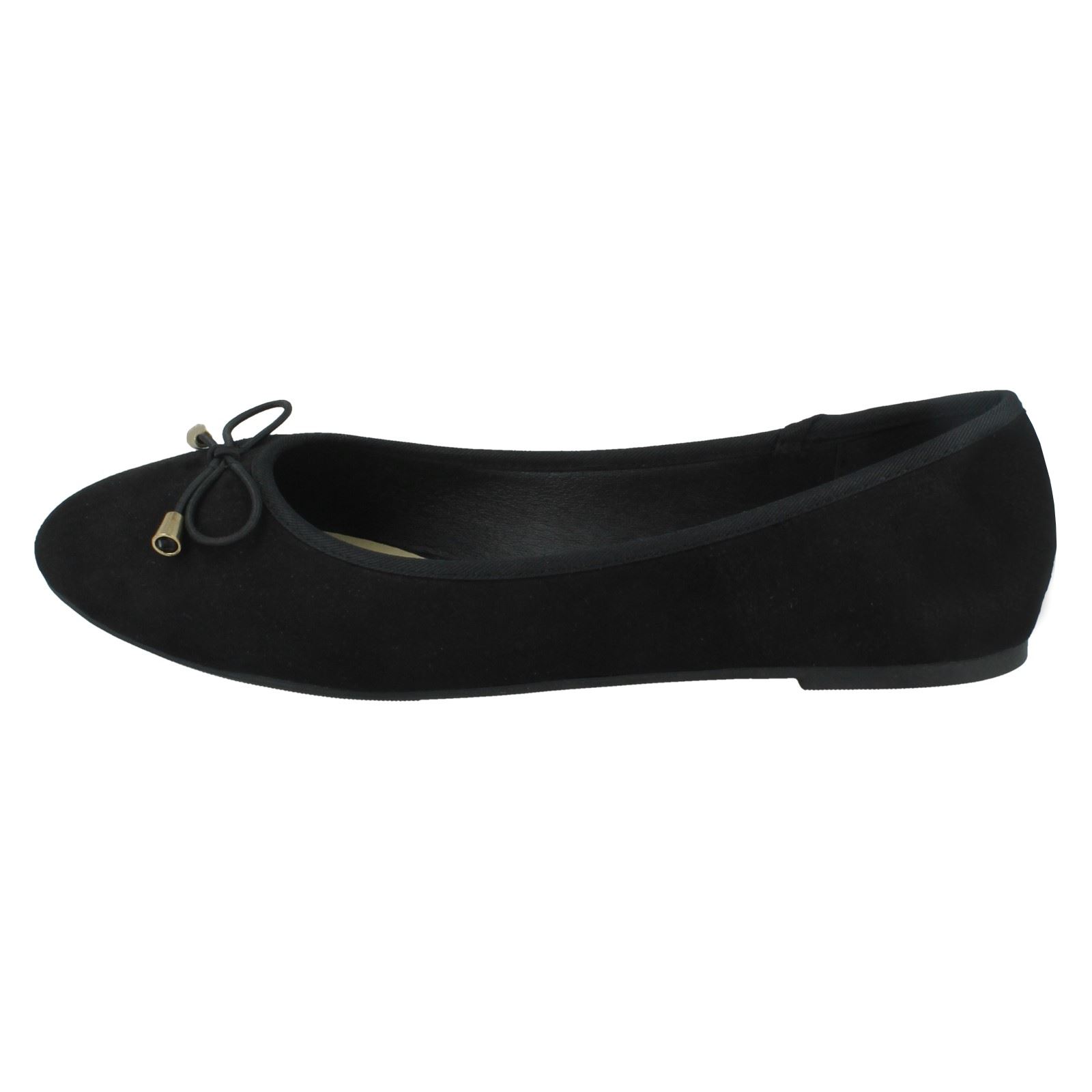 Ladies Spot On Bow Trim Ballerina Shoes - Picture 15 of 37