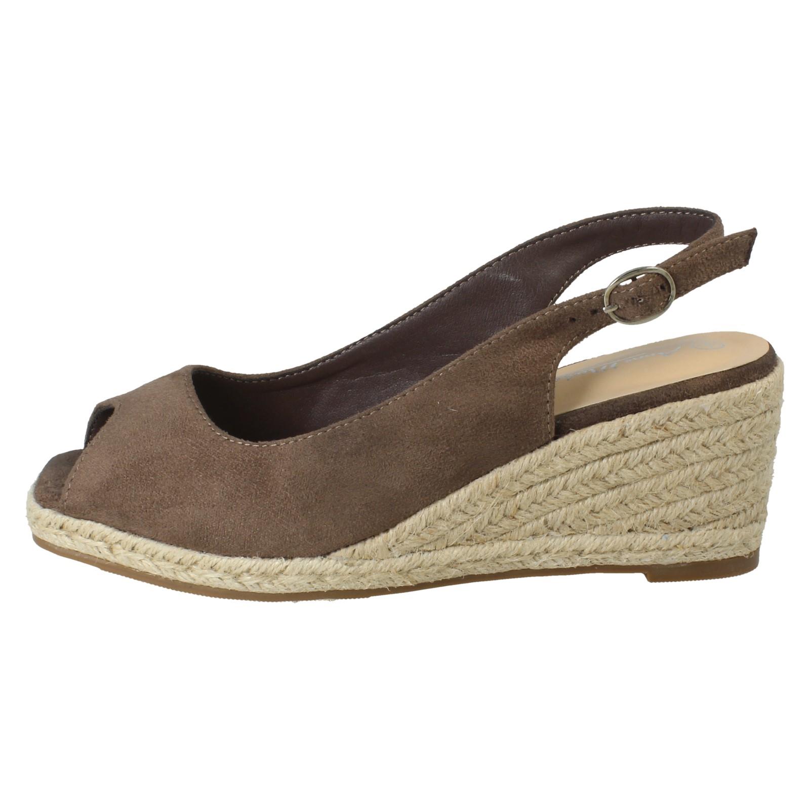 Ladies Anne Michelle Microfibre Wedge Heel Squared Toe Sandals 'F2R306' - Picture 21 of 28