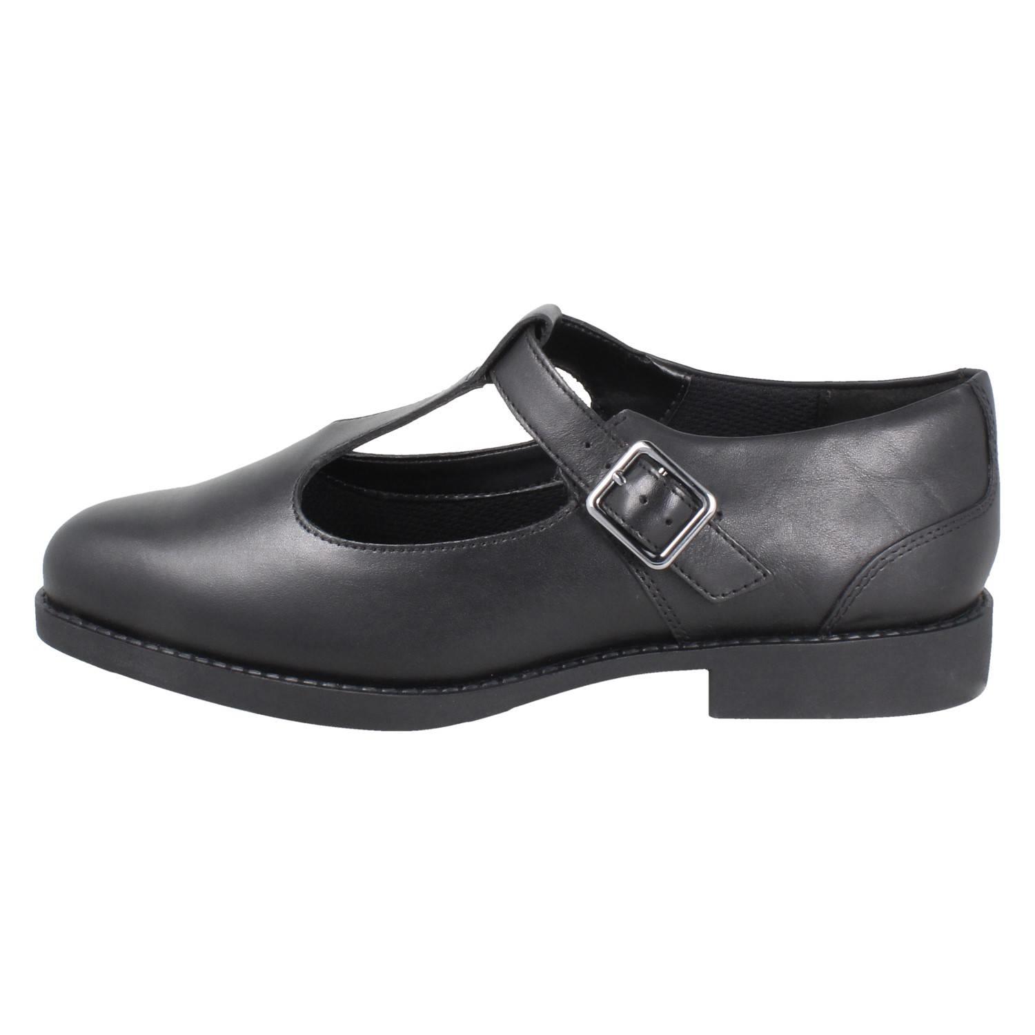 Ragazze Clarks Colletto Imbottito Classico Leather a T Fibbia Scuola Scarpe Tapa - Foto 12 di 20