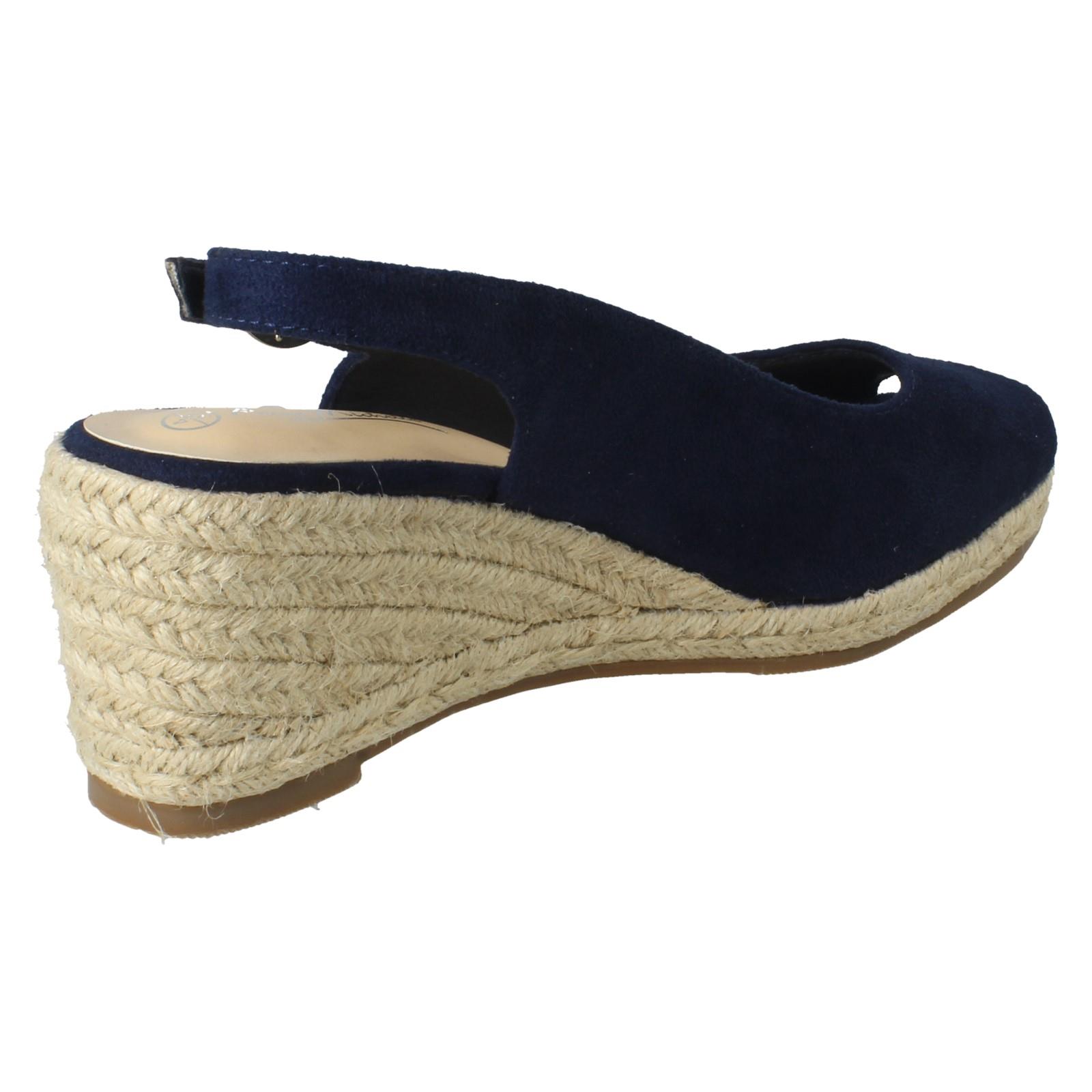 Ladies Anne Michelle Microfibre Wedge Heel Squared Toe Sandals 'F2R306' - Picture 15 of 28